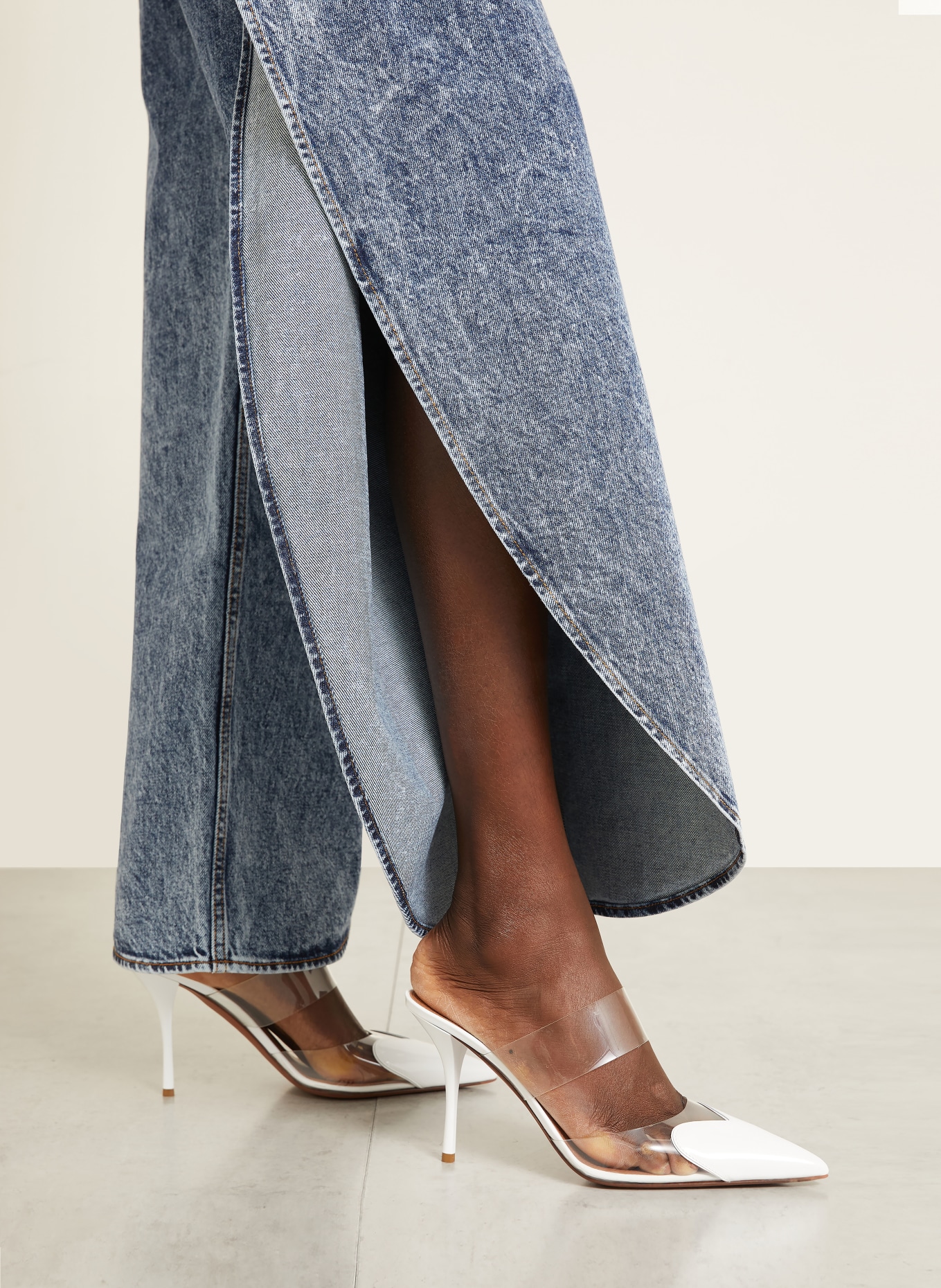 ALAÏA Jeans à jambes larges: 524 BLEU NEIGE