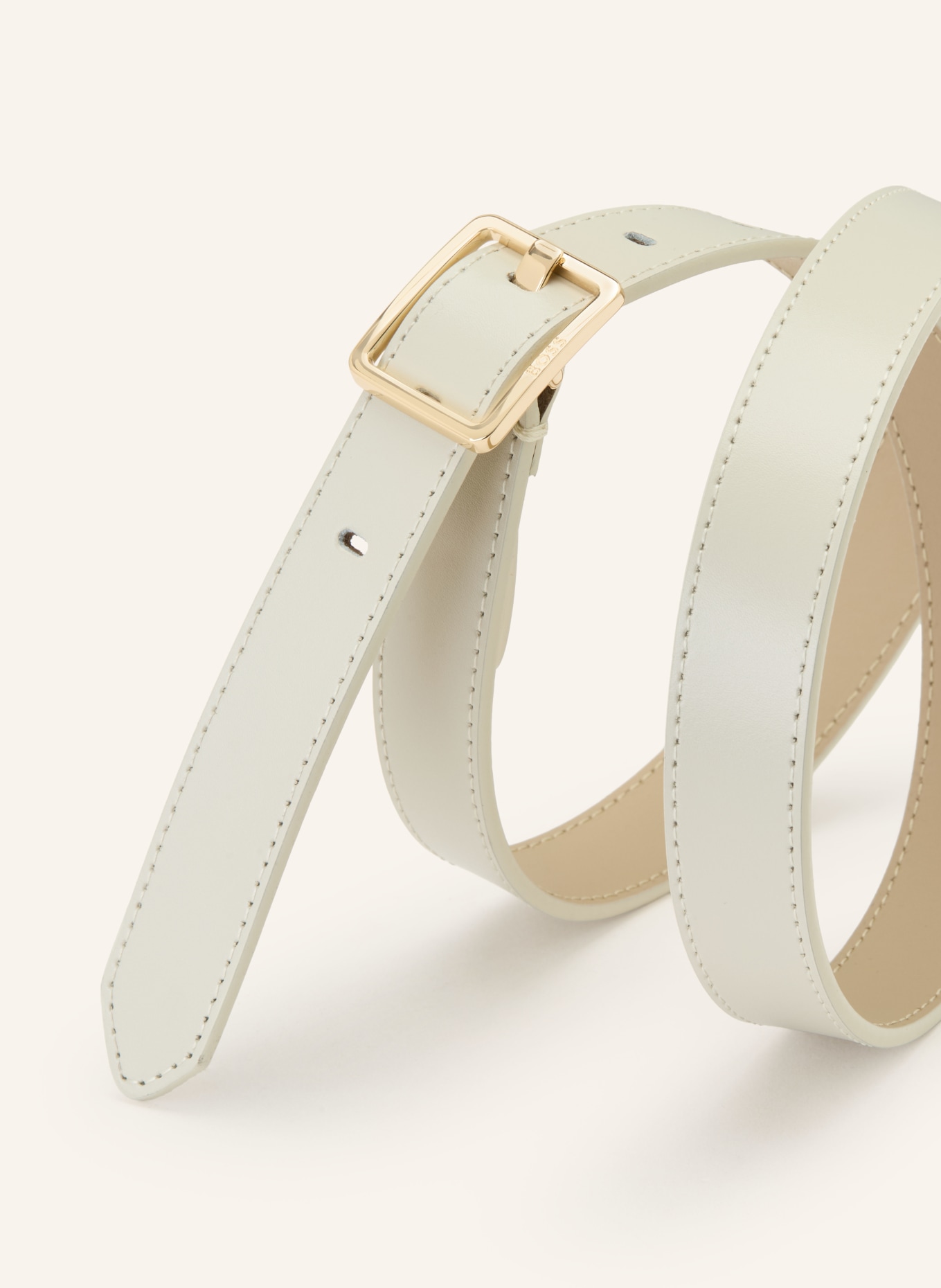 BOSS Leren riem ELERI: ECRU / GOUD
