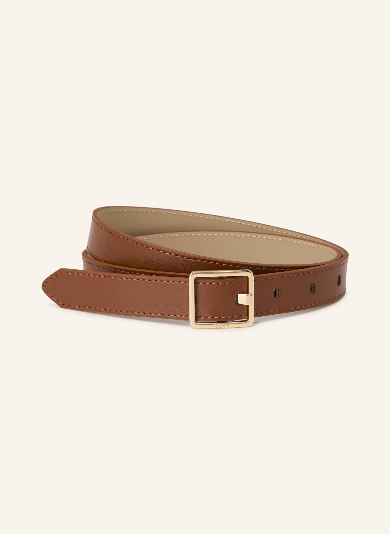 BOSS Ceinture en cuir ELERI: MARRON / OR