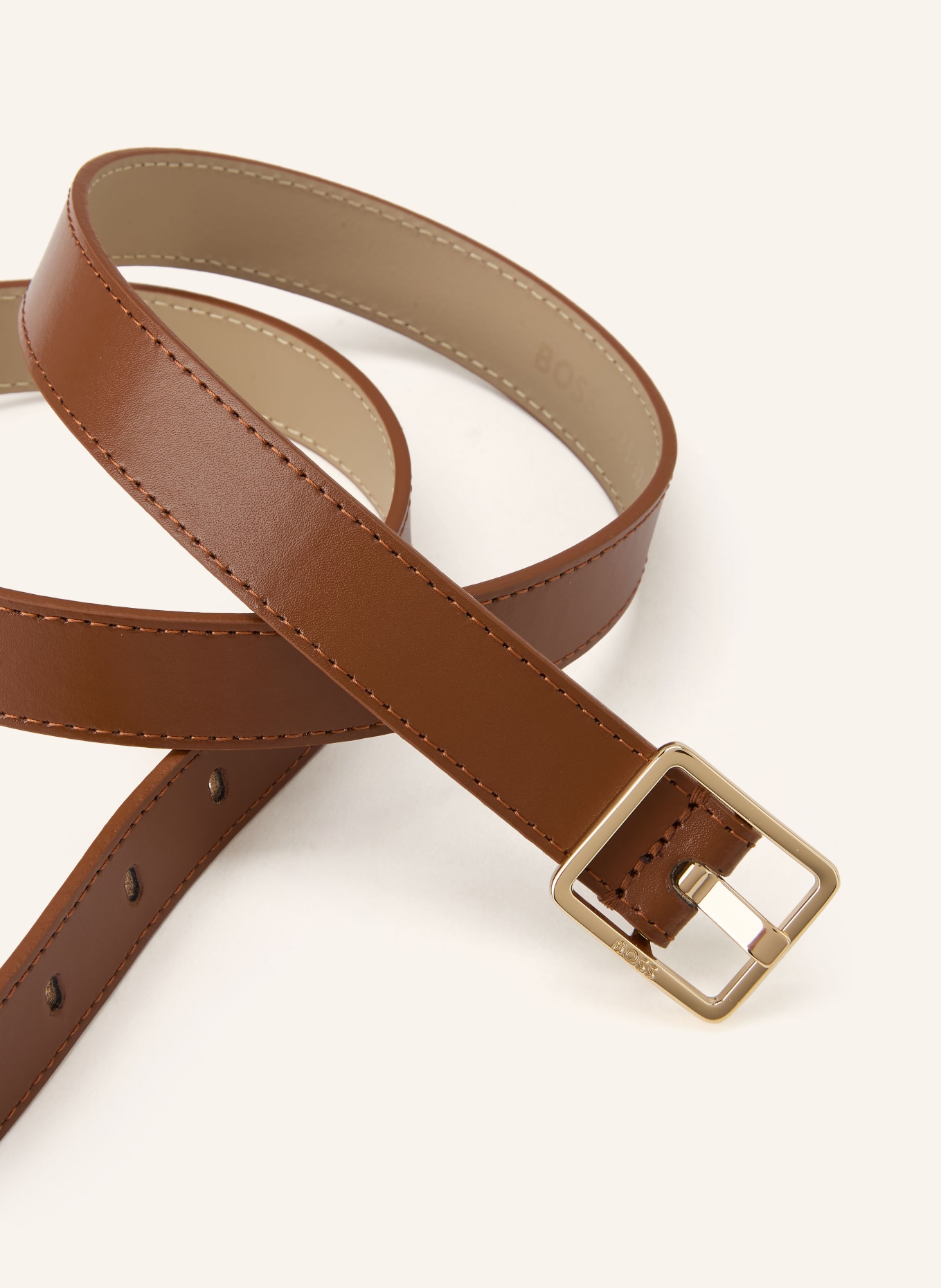 BOSS Ceinture en cuir ELERI: MARRON / OR