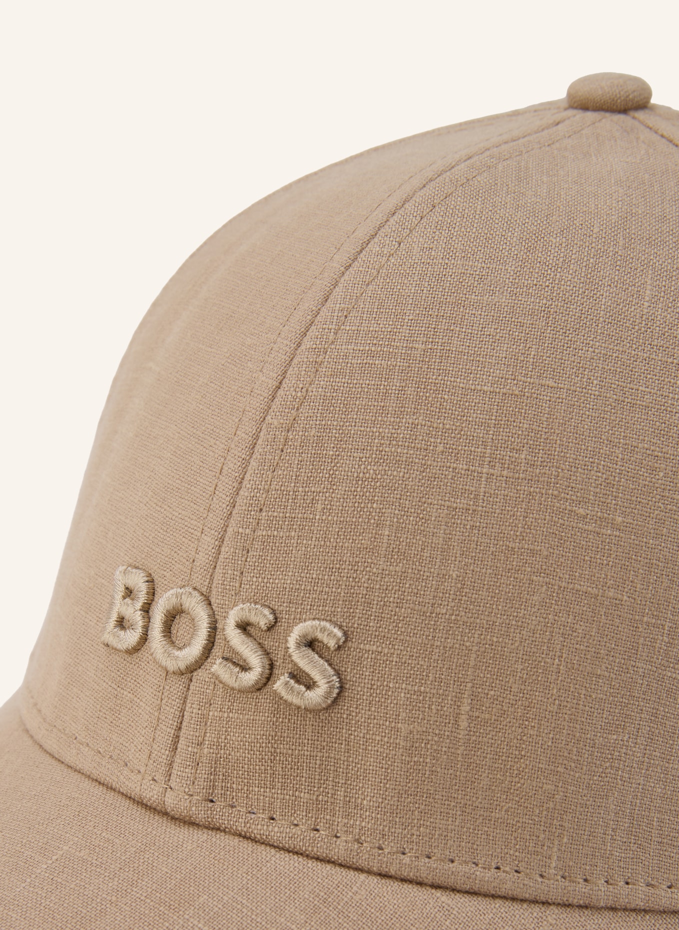 BOSS Lněná čepice ARI: SVĚTLE HNĚDÁ