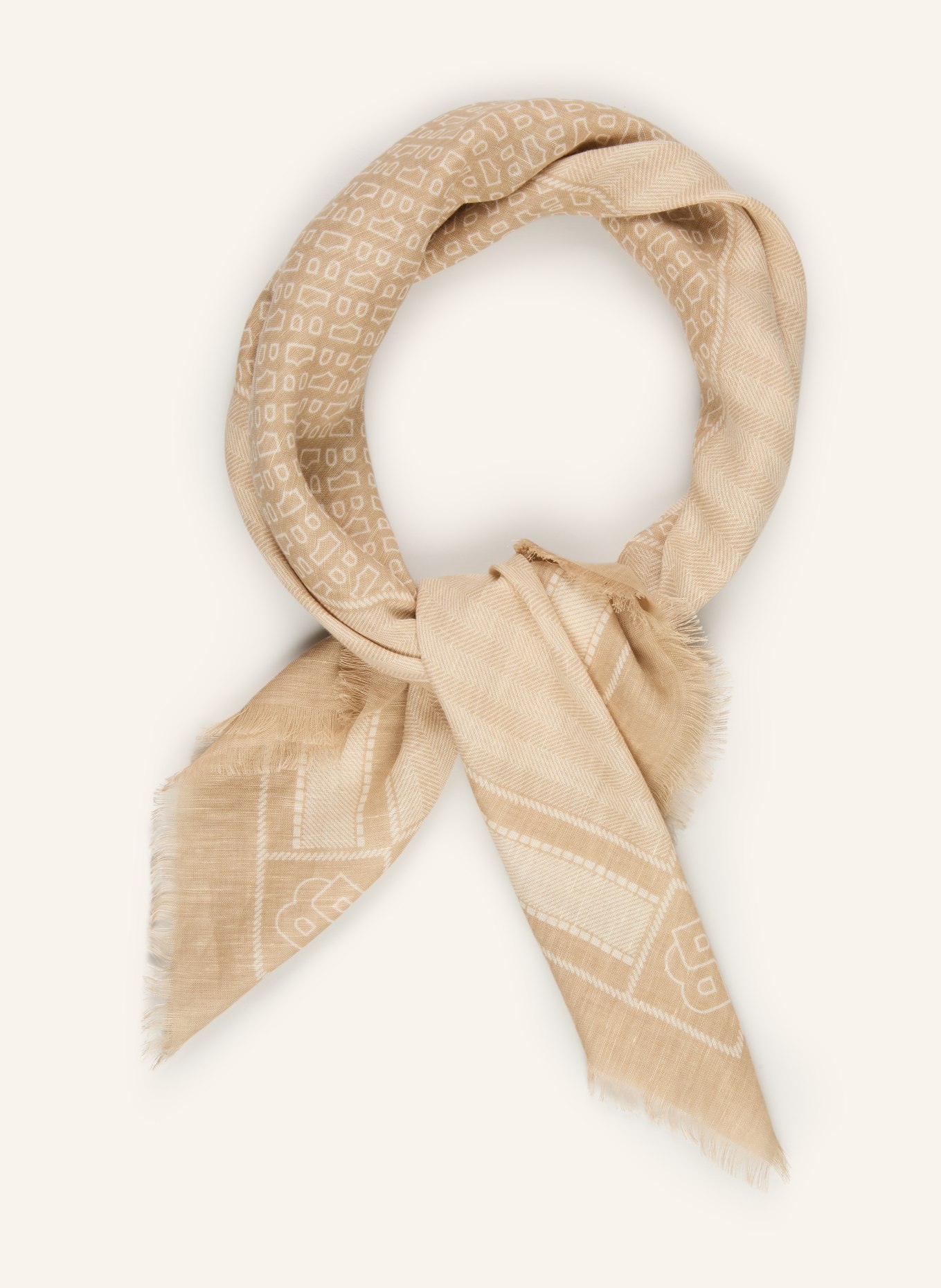 BOSS JINNAH cloth with linen: BEIGE / LIGHT BROWN