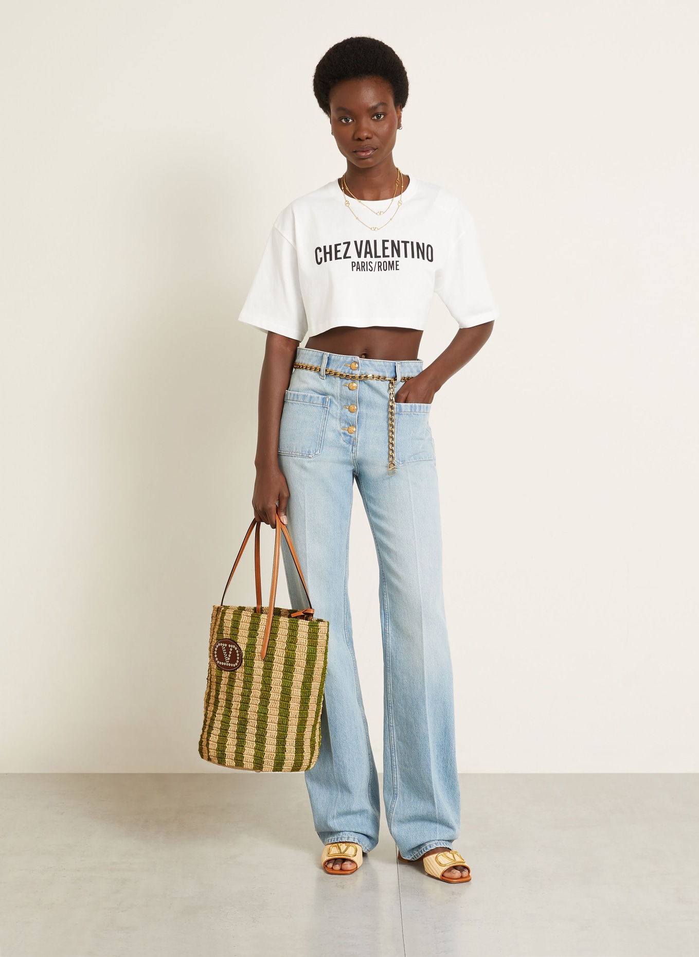 VALENTINO GARAVANI Shopper VLOGO SIGNATURE met etui: GROEN / COGNAC / BEIGE