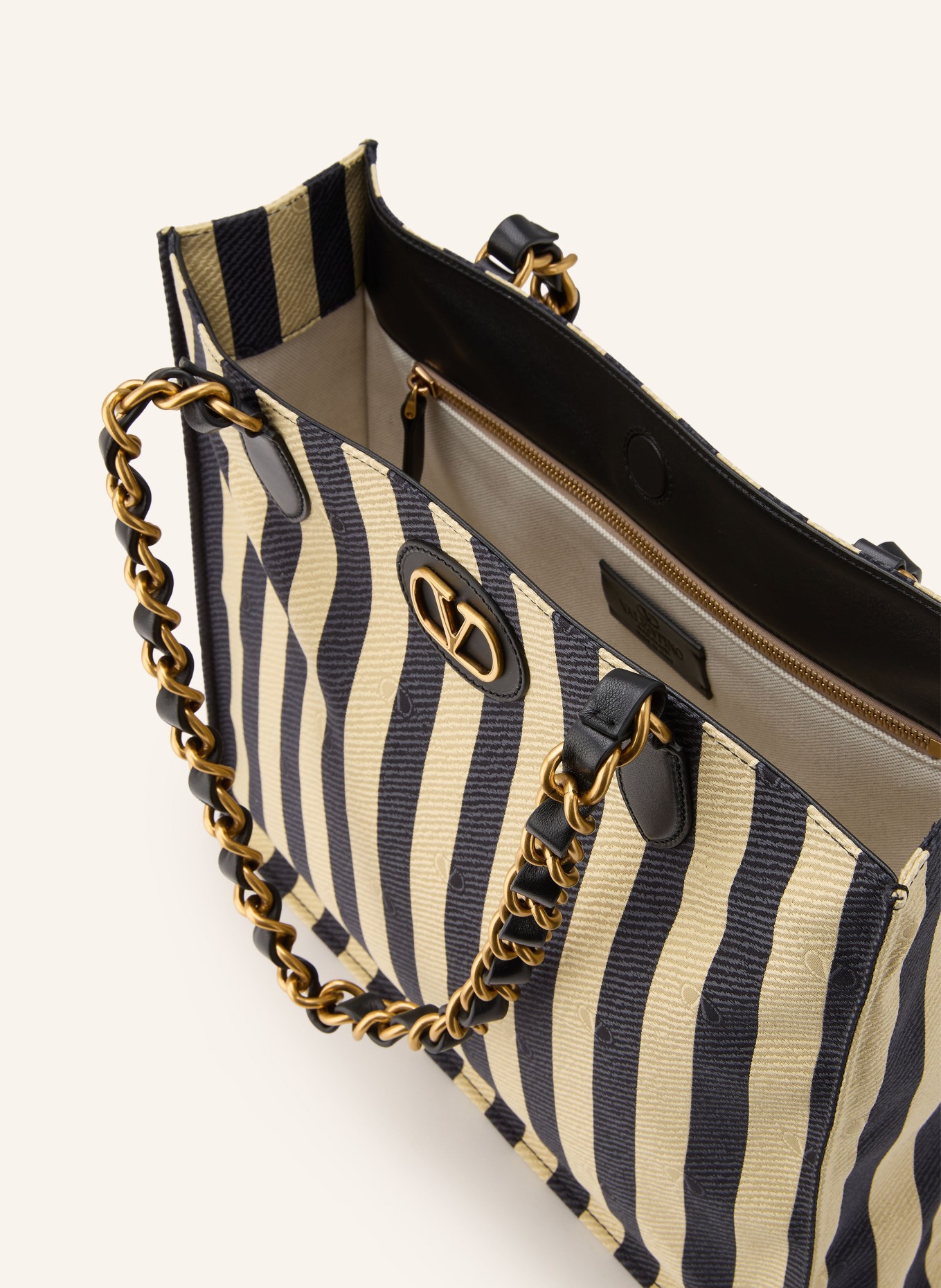 VALENTINO GARAVANI Shopper LASEINE: SCHWARZ / GOLD / BEIGE