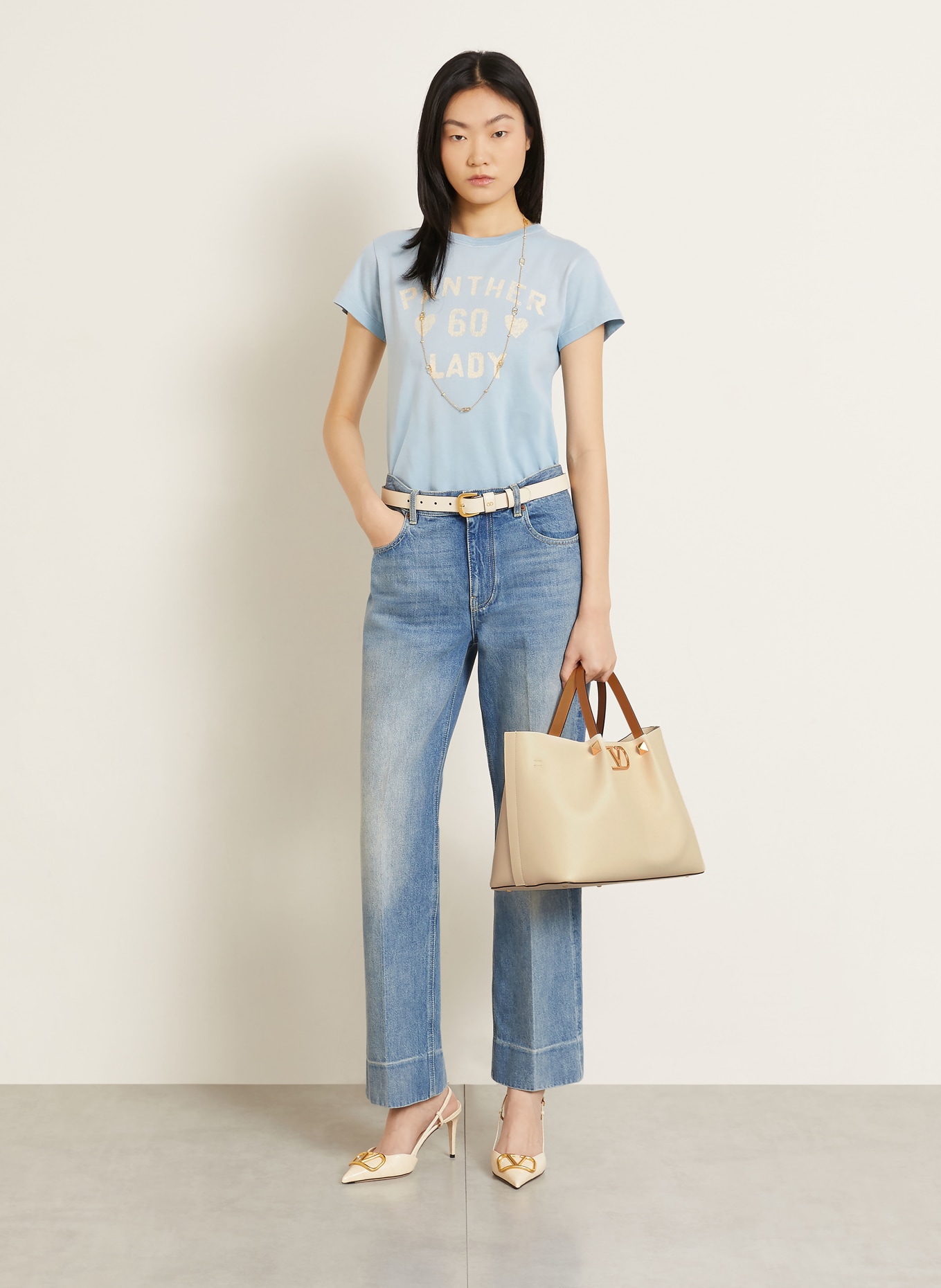 VALENTINO GARAVANI Handtas VLOGO SIGNATURE MEDIUM met etui: CRÈME / GOUD / COGNAC