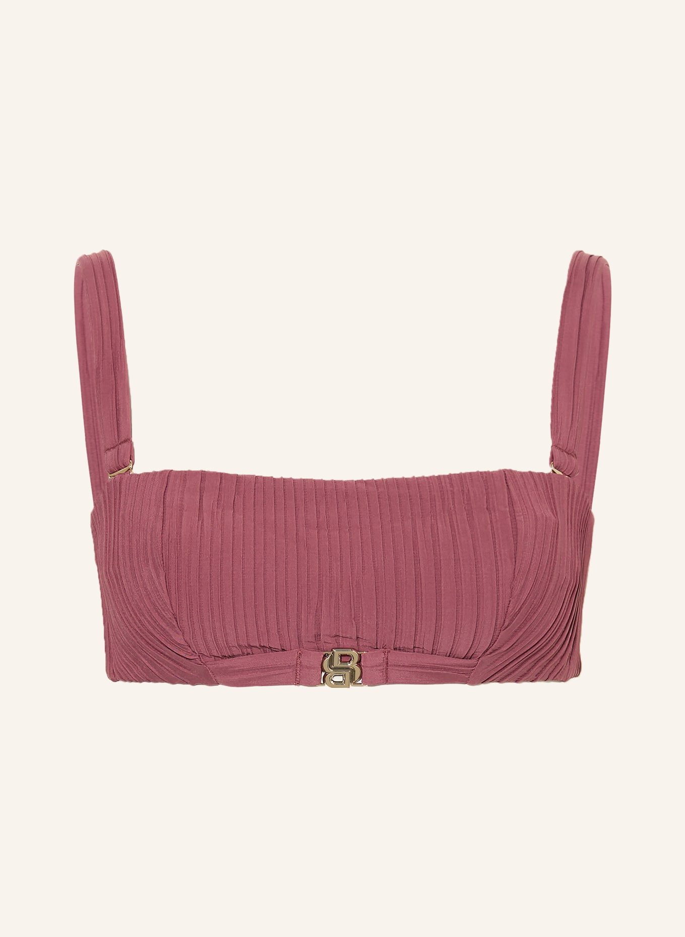 BOSS Haut de bikini bandeau DOUBLE B: ROUGE FONCÉ / OR