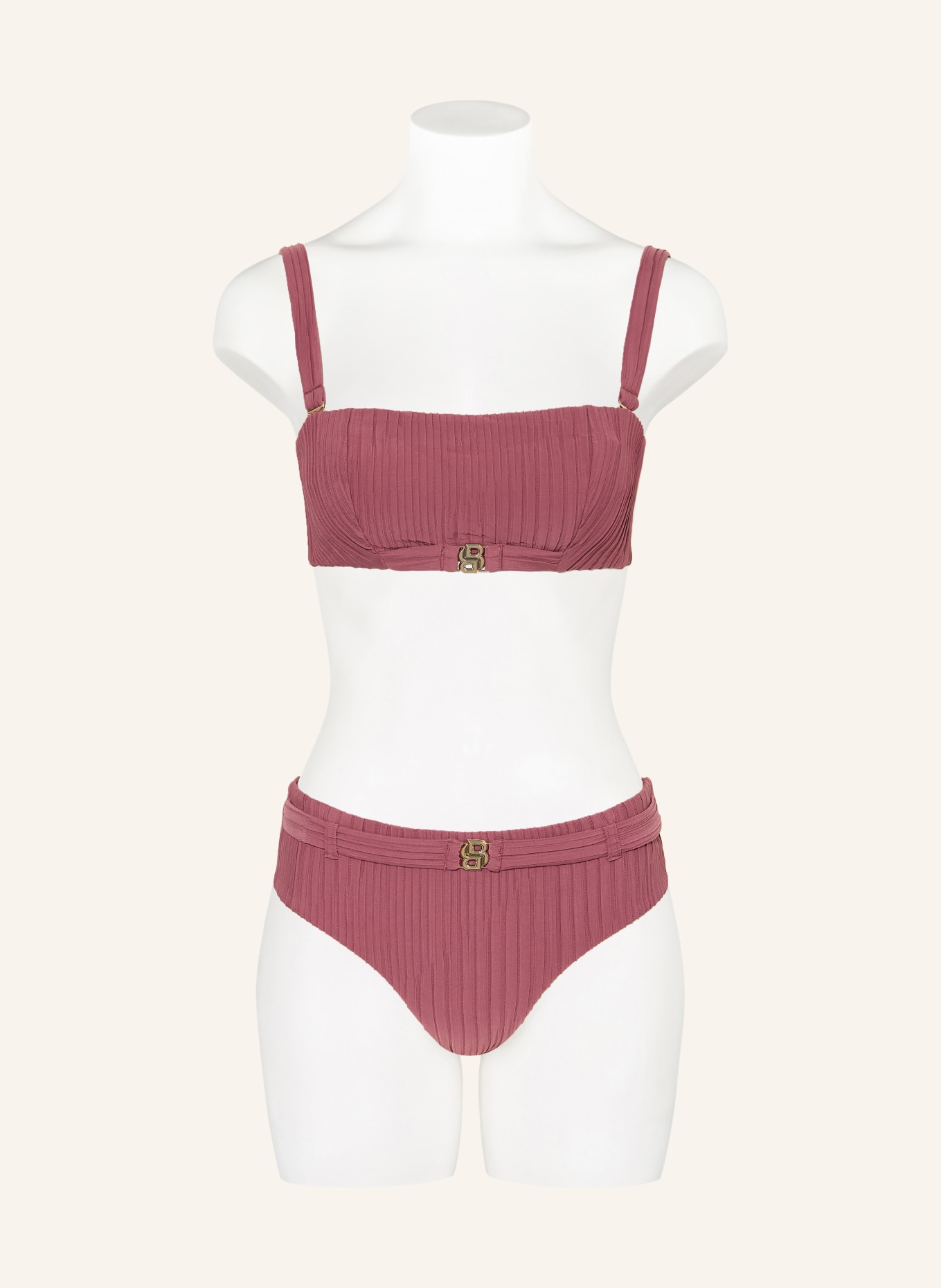 BOSS Haut de bikini bandeau DOUBLE B: ROUGE FONCÉ / OR