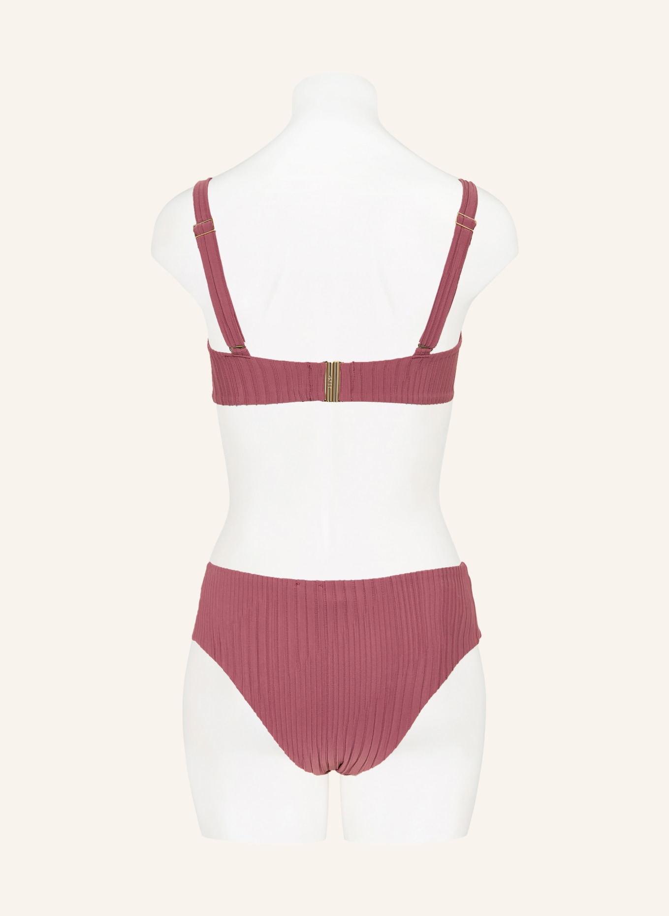 BOSS Haut de bikini bandeau DOUBLE B: ROUGE FONCÉ / OR