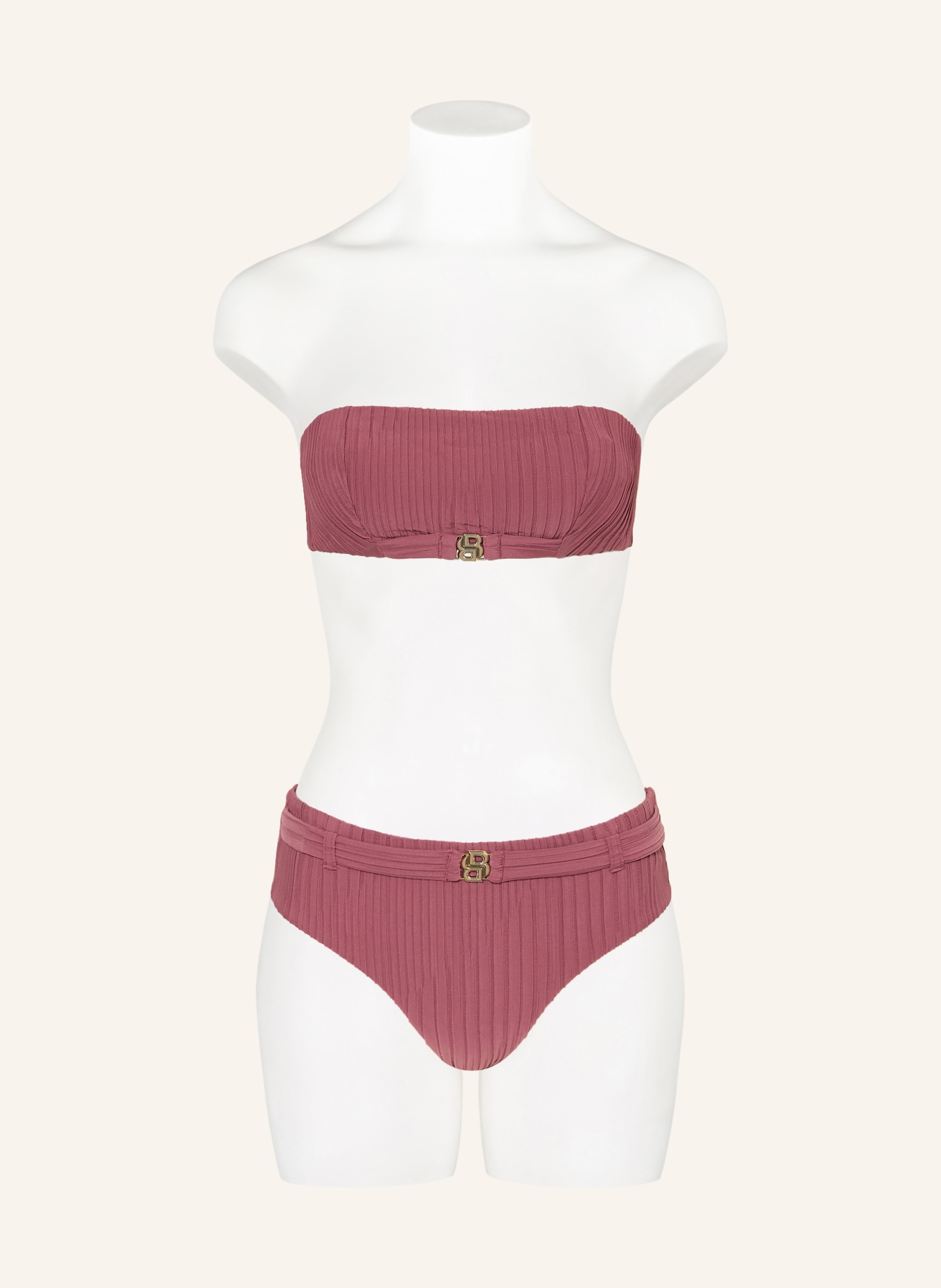 BOSS Haut de bikini bandeau DOUBLE B: ROUGE FONCÉ / OR