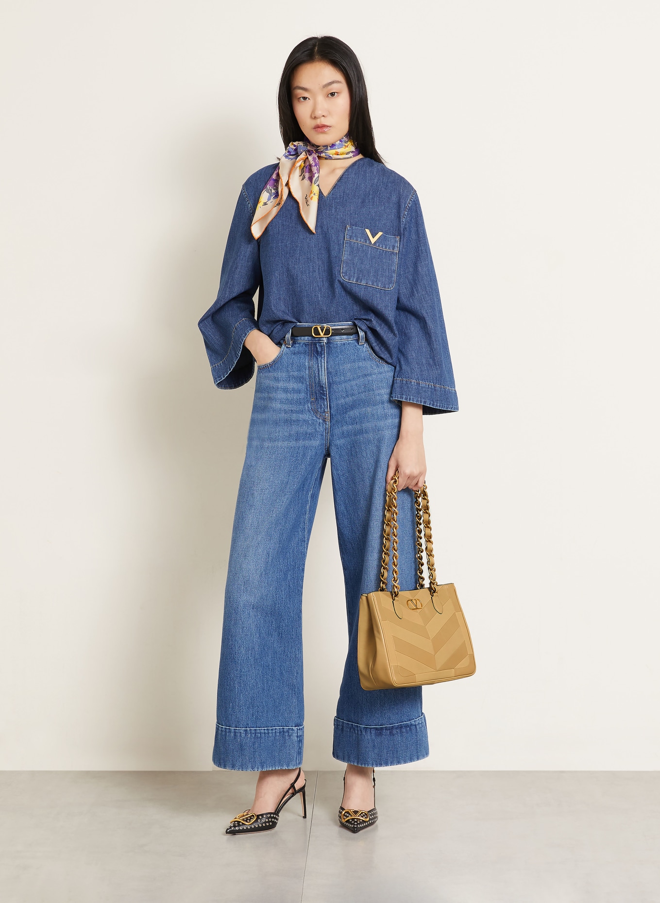 VALENTINO GARAVANI Schoudertas LASEINE SMALL: BEIGE / GOUD