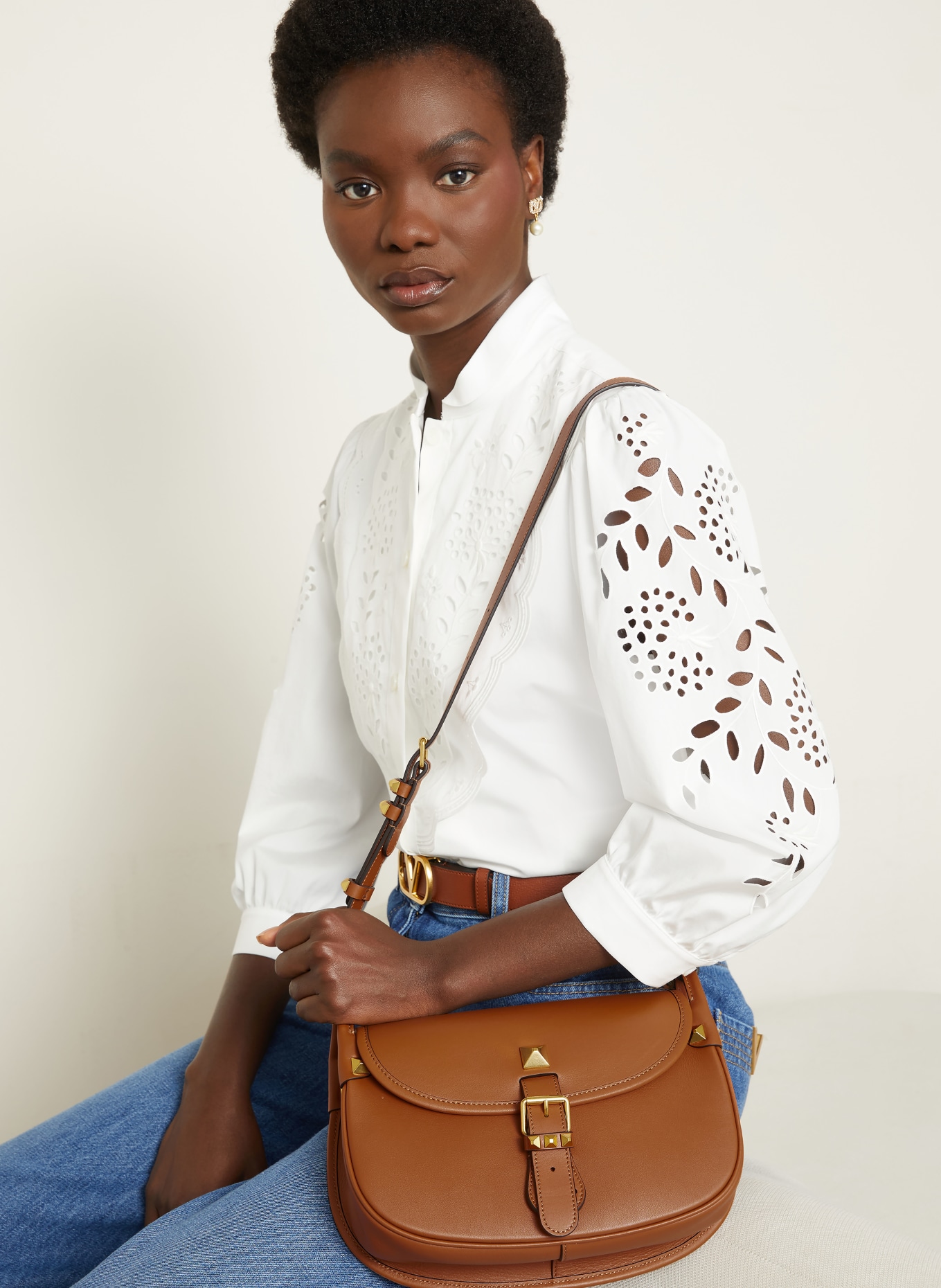 VALENTINO GARAVANI Sac à bandoulière FLANEUSE: COGNAC