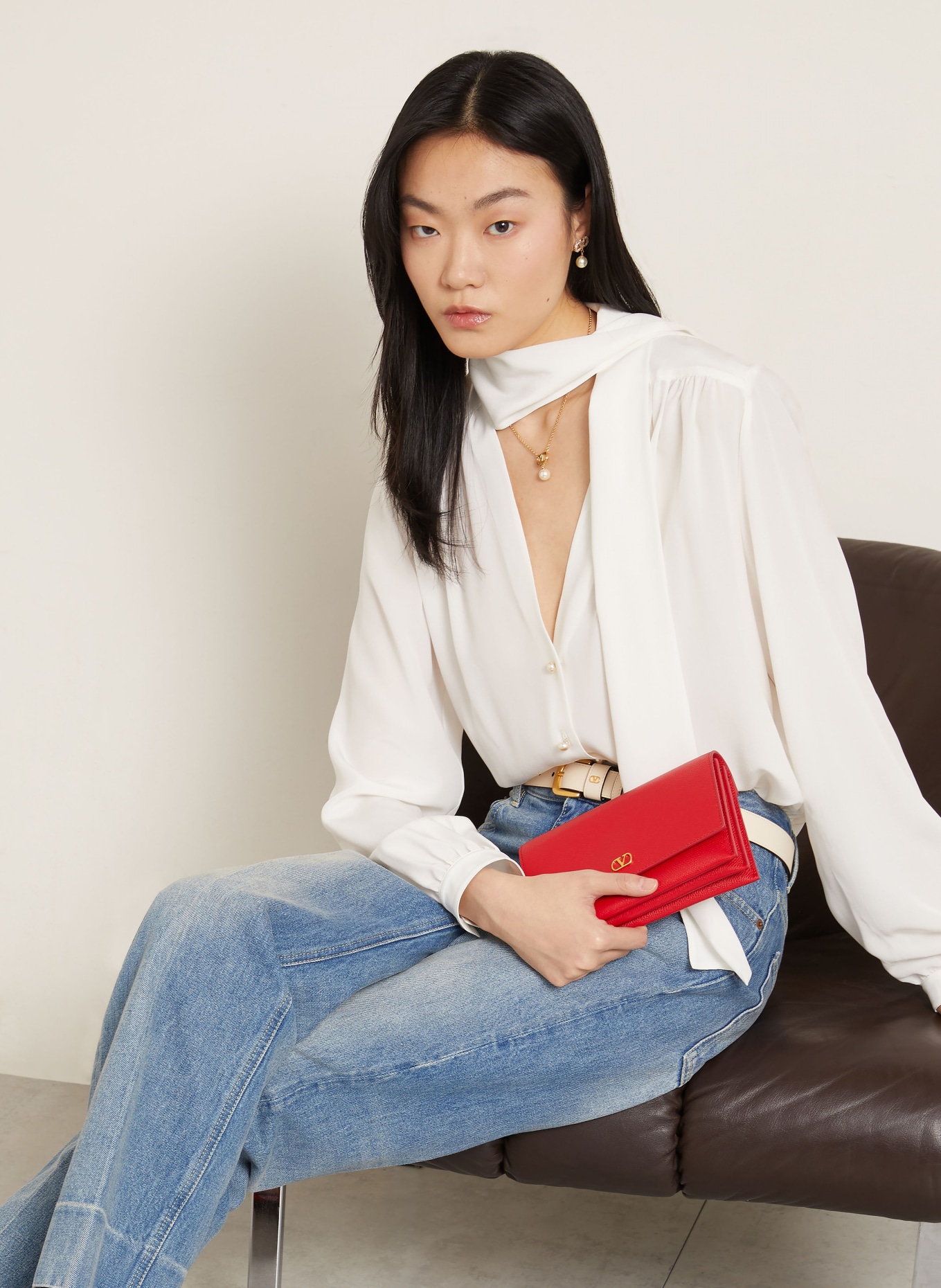 VALENTINO GARAVANI Clutch VLOGO SIGNATURE: ROOD / GOUD