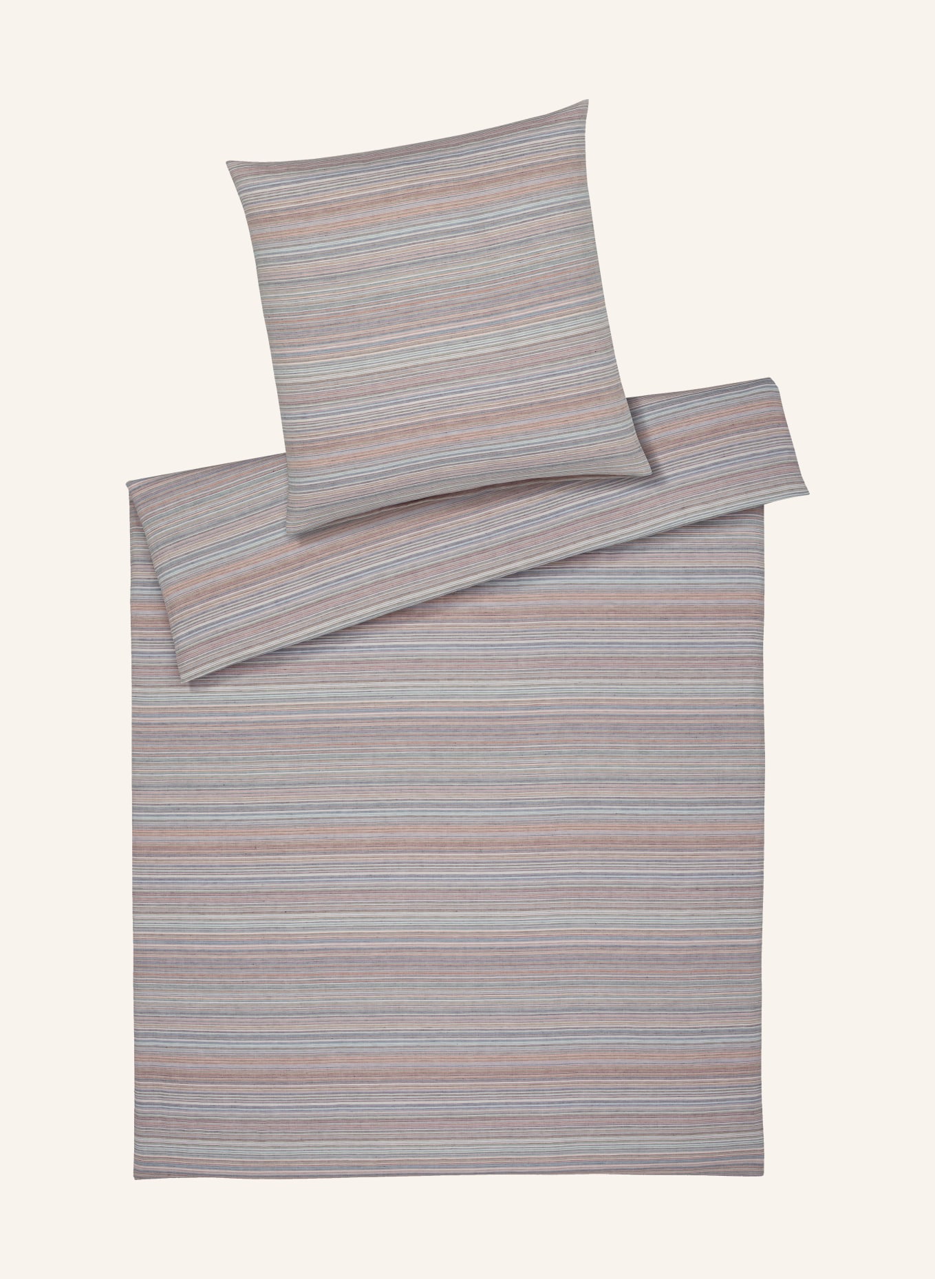 elegante Linge de lit FLAIR avec lin: BLEU GRIS / MARRON / VIEUX ROSE