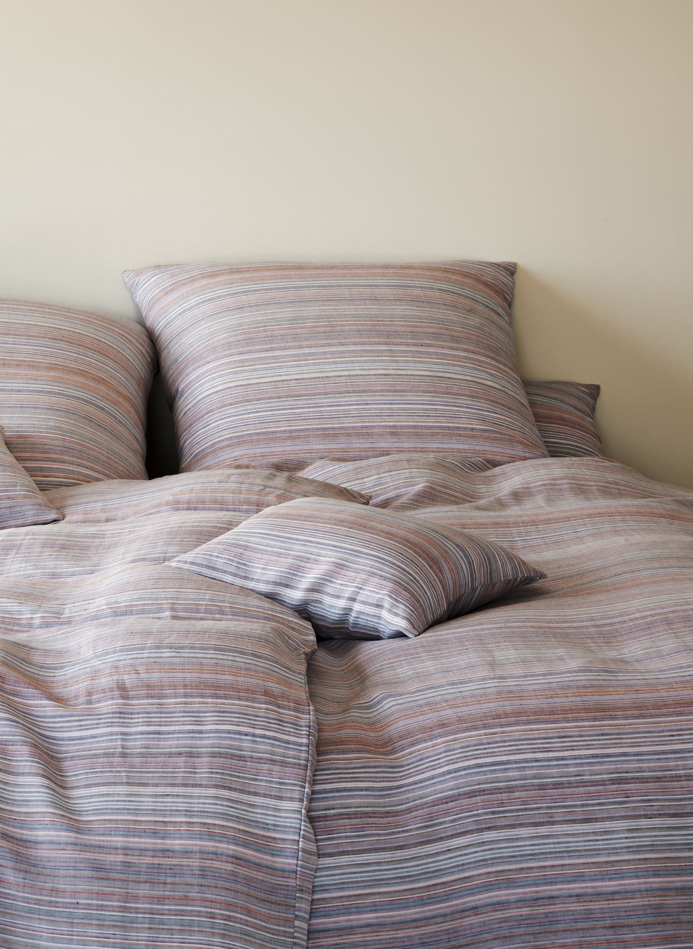 elegante Linge de lit FLAIR avec lin: BLEU GRIS / MARRON / VIEUX ROSE