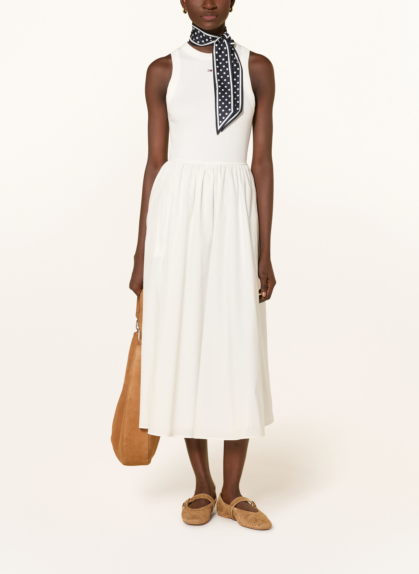 TOMMY JEANS Kleid im Materialmix: WEISS