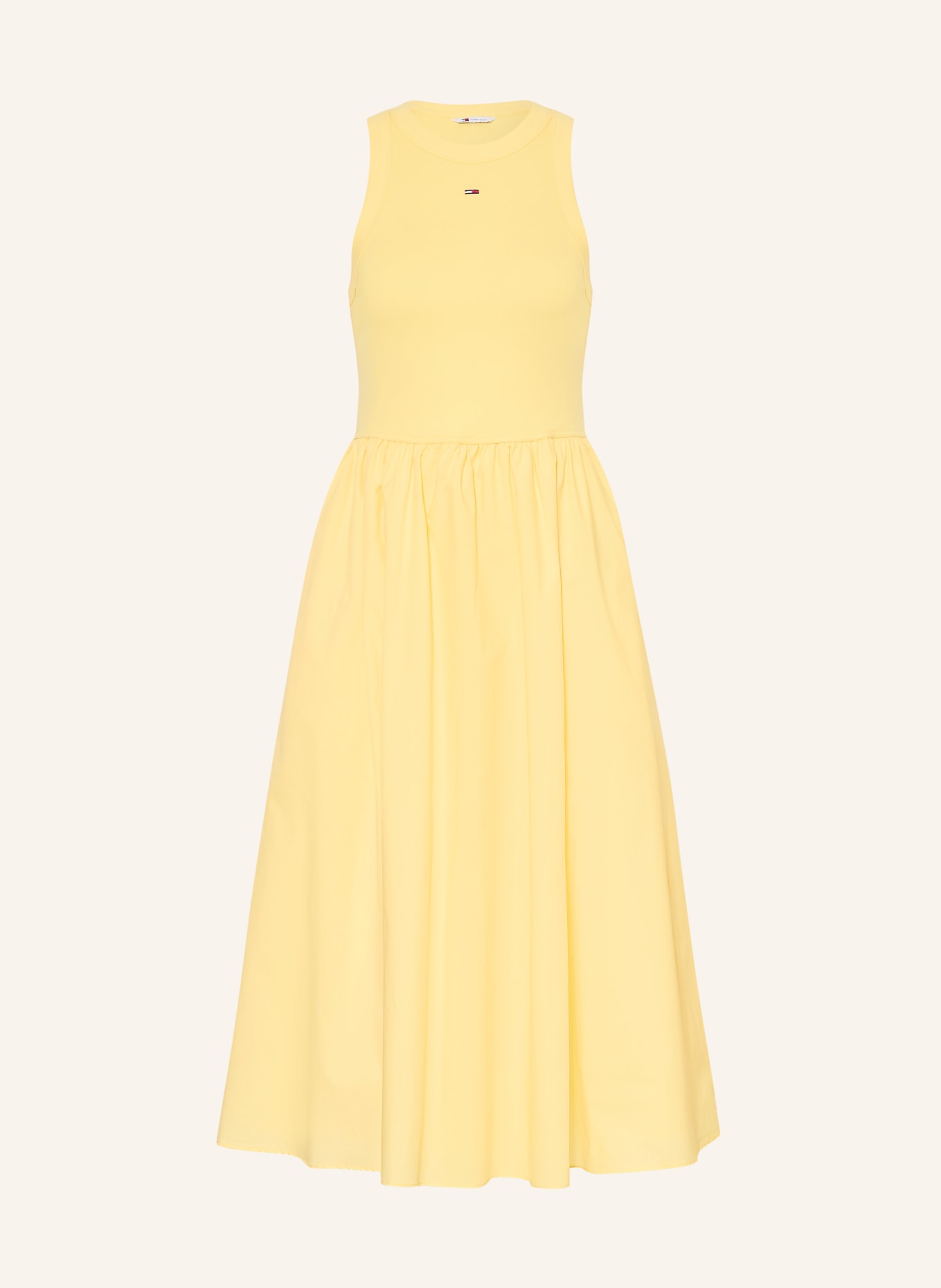 TOMMY JEANS Kleid im Materialmix: GELB