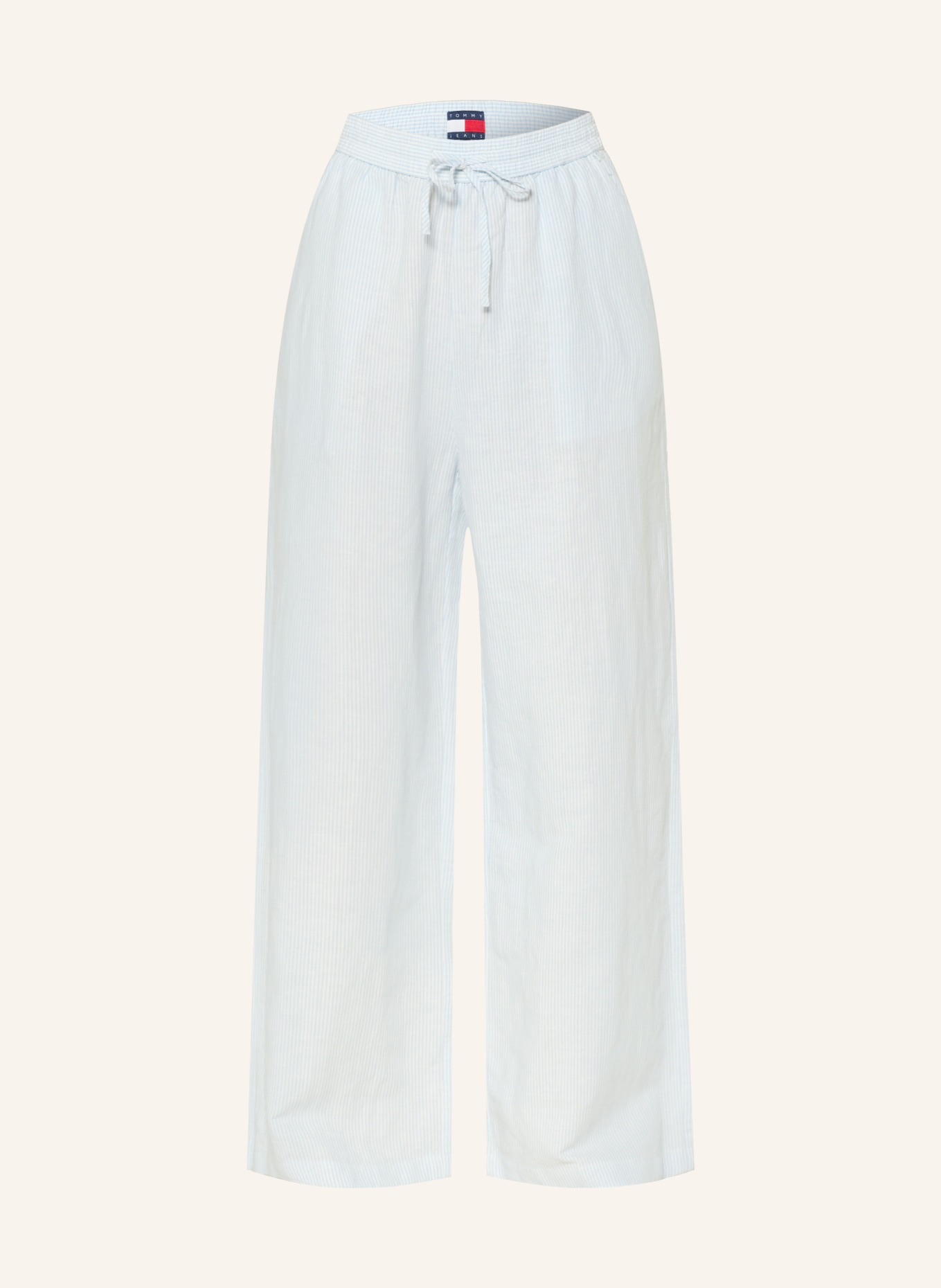 TOMMY JEANS Pants with linen: LIGHT BLUE / WHITE