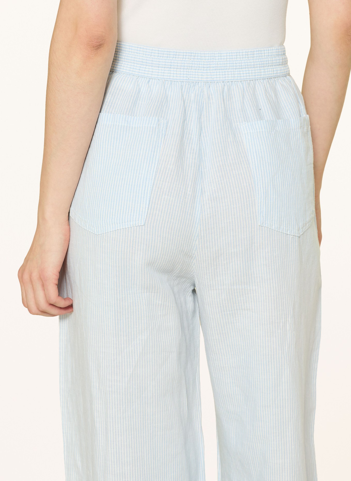 TOMMY JEANS Pants with linen: LIGHT BLUE / WHITE