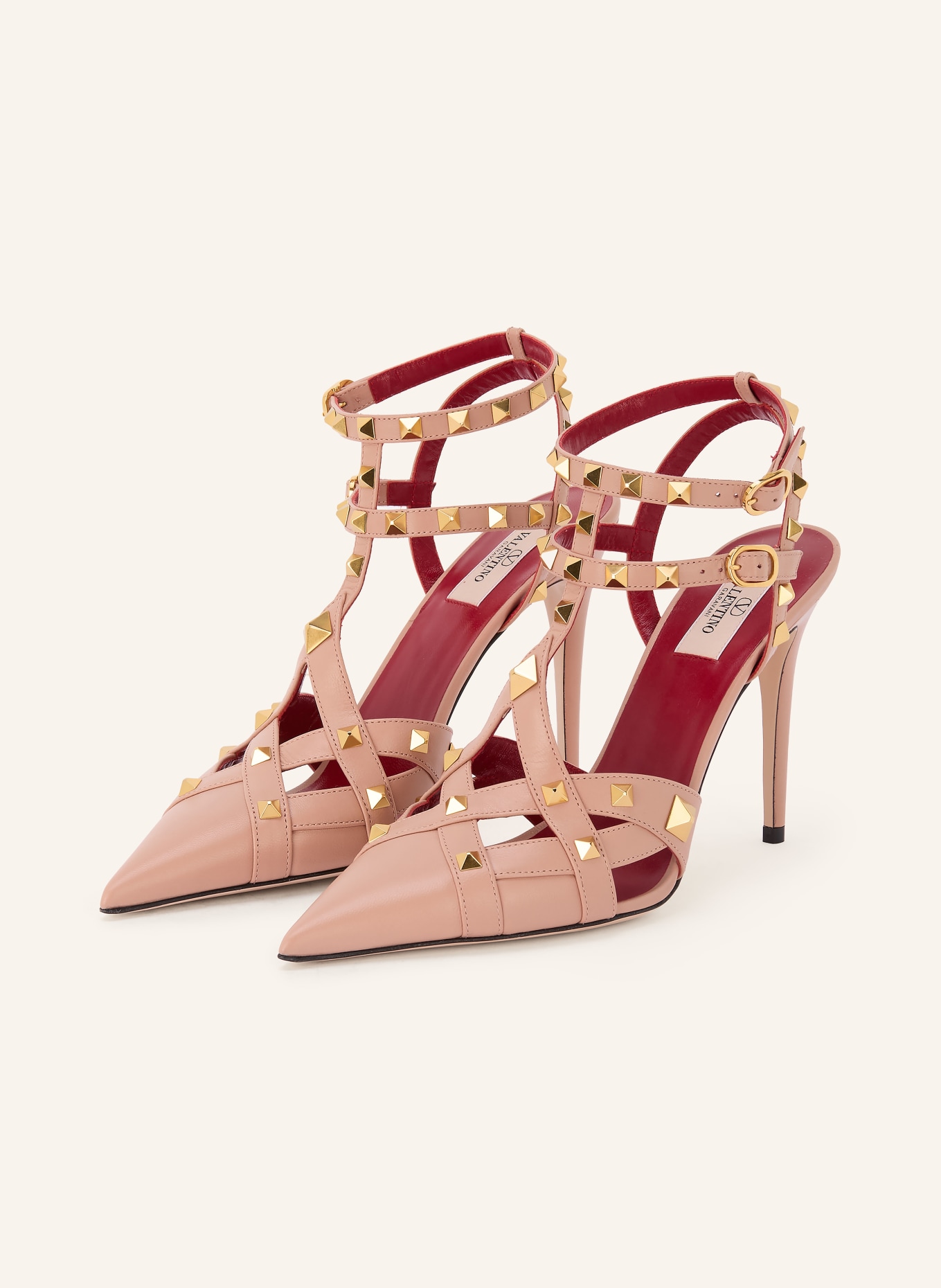 VALENTINO GARAVANI Slingpumps mit Nieten: ROSÉ / GOLD
