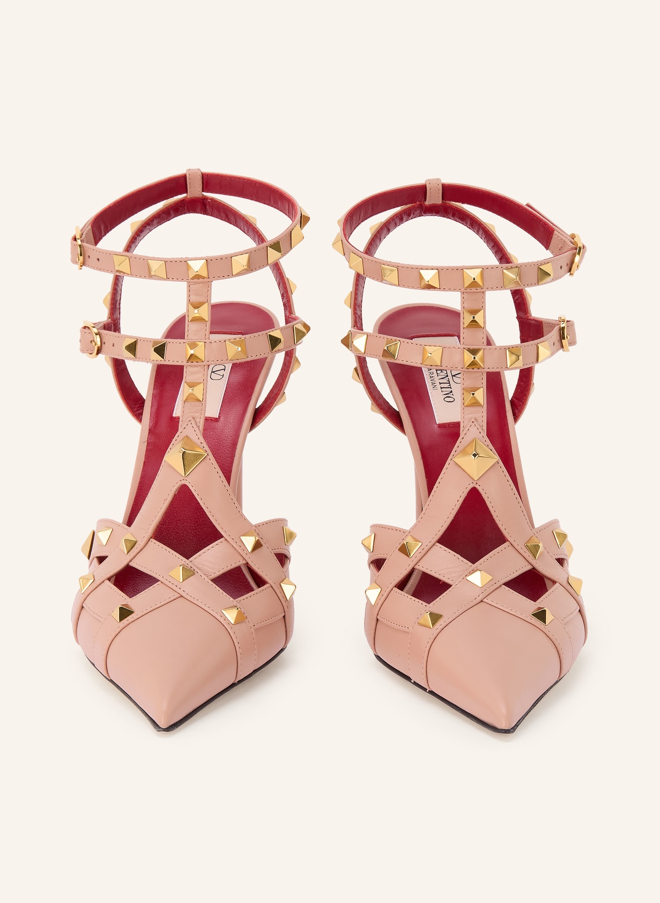 VALENTINO GARAVANI Slingpumps mit Nieten: ROSÉ / GOLD