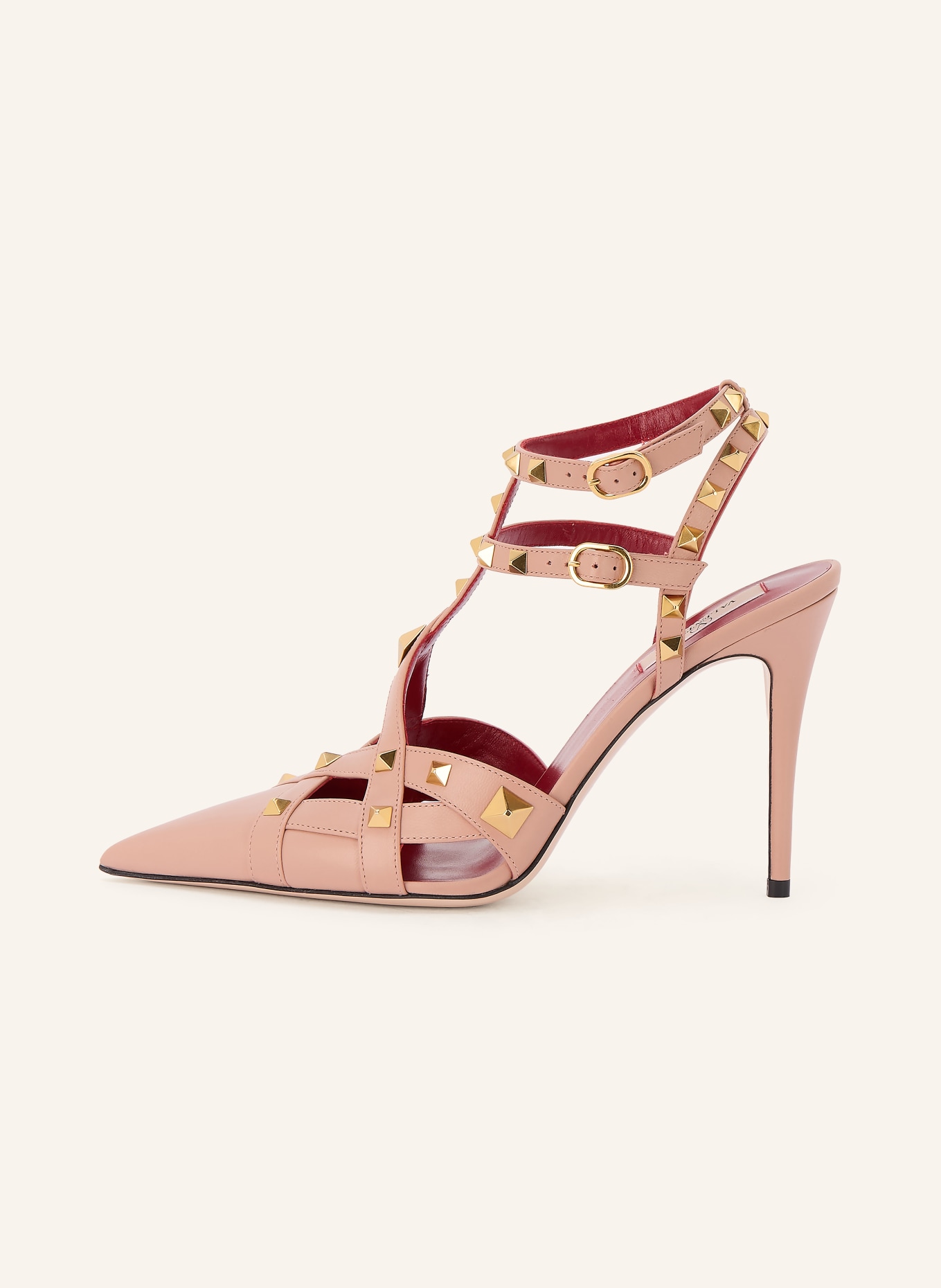 VALENTINO GARAVANI Slingpumps mit Nieten: ROSÉ / GOLD