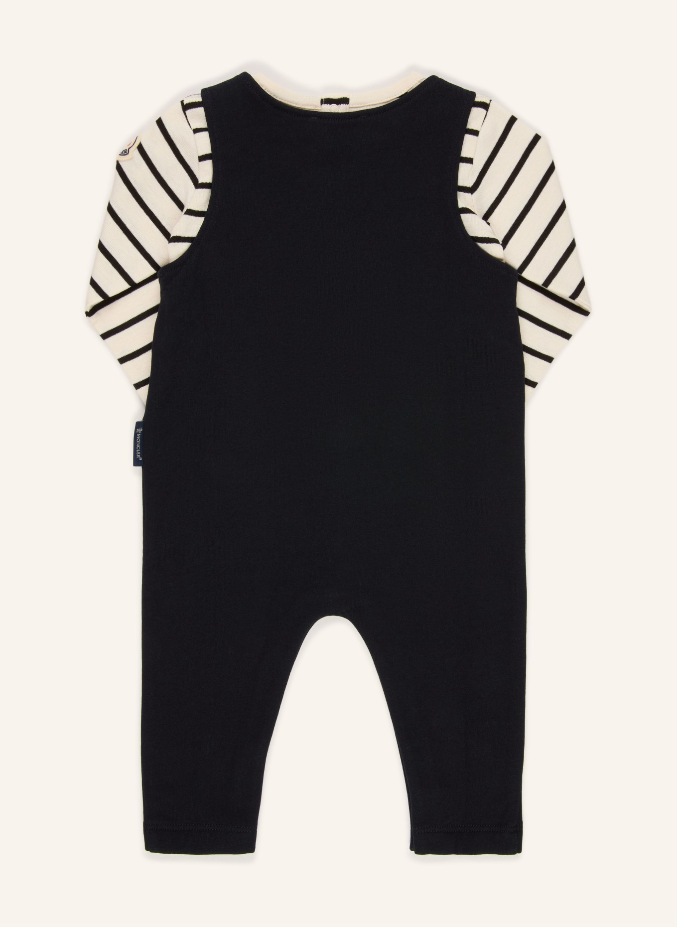 MONCLER enfant Set: tuinbroek en shirt met lange mouwen: DONKERBLAUW / WIT