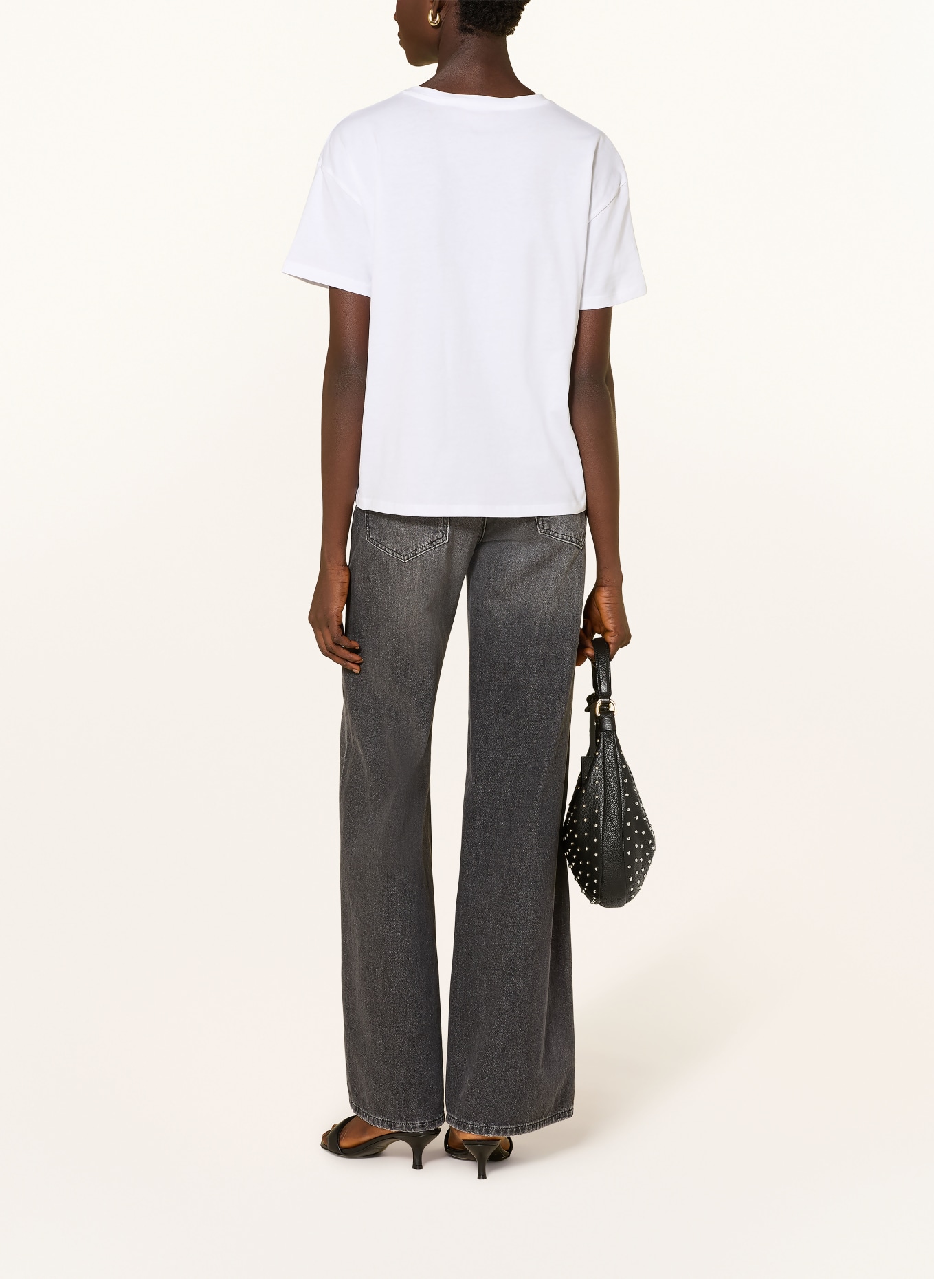 LIU JO T-shirt avec paillettes et pierres précieuses: BLANC / OR