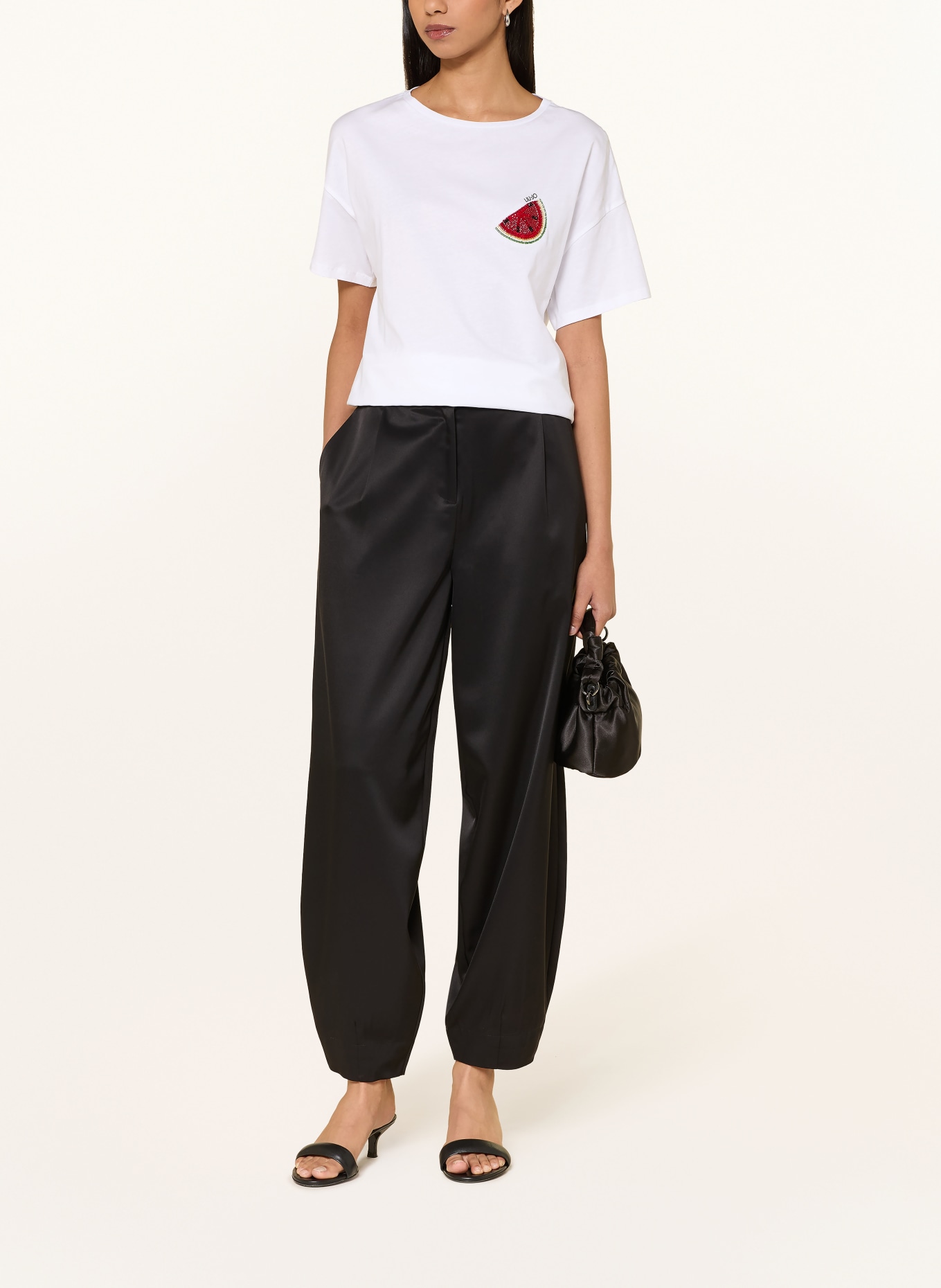 LIU JO T-Shirt mit Schmucksteinen: WEISS / ROT / GRÜN