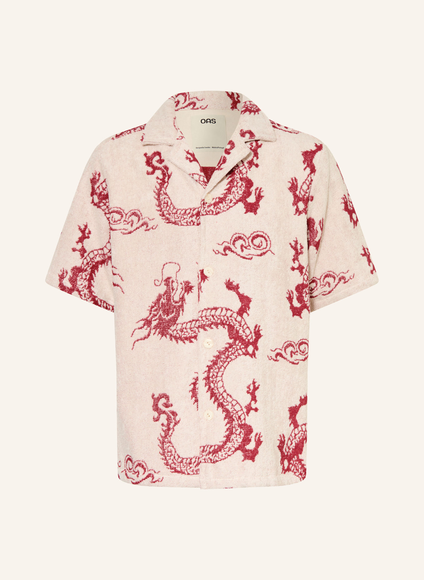 OAS Resorthemd NIMBUS CUBA Comfort Fit aus Frottee: BEIGE / ROT