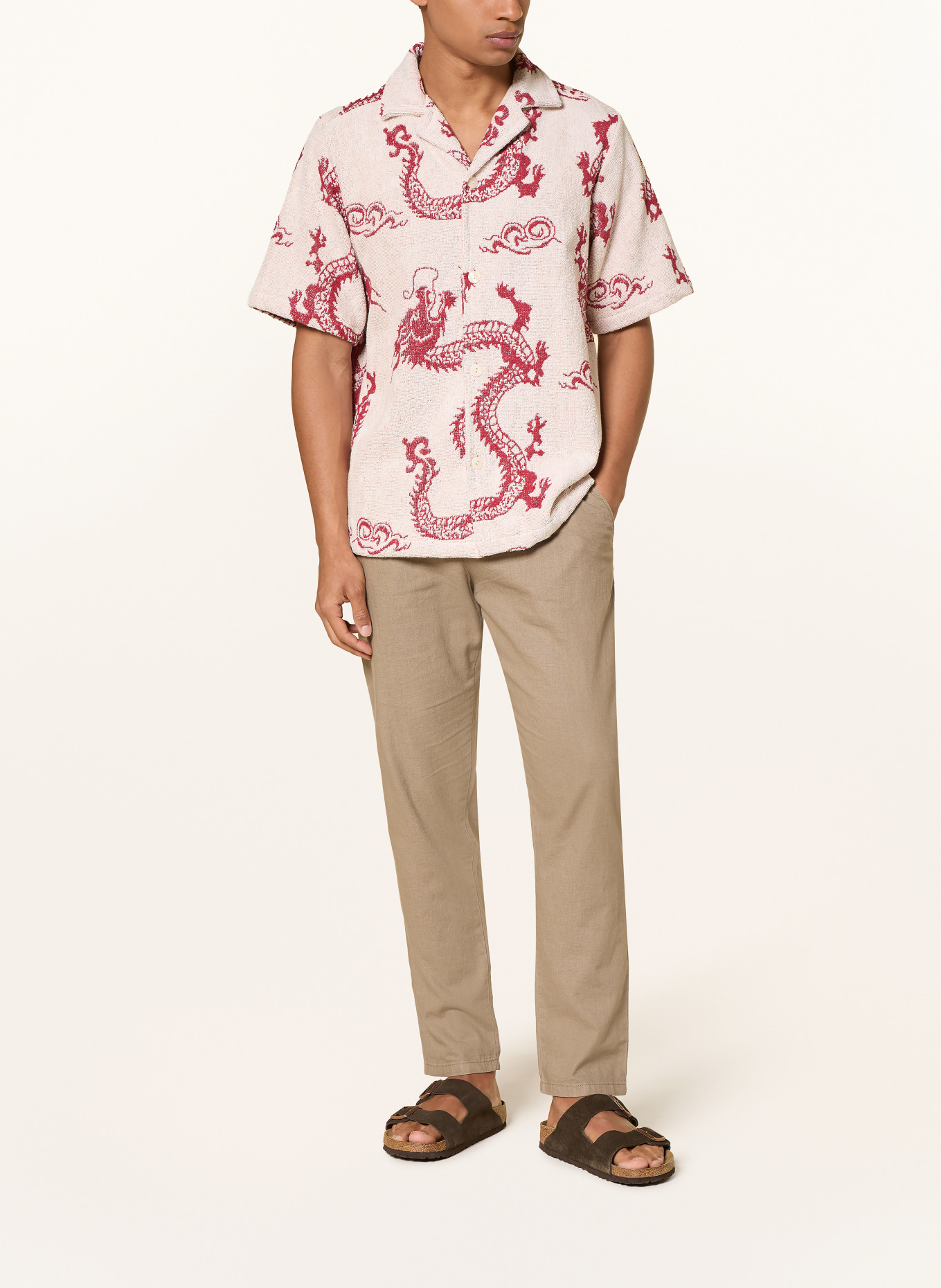 OAS Resorthemd NIMBUS CUBA Comfort Fit aus Frottee: BEIGE / ROT