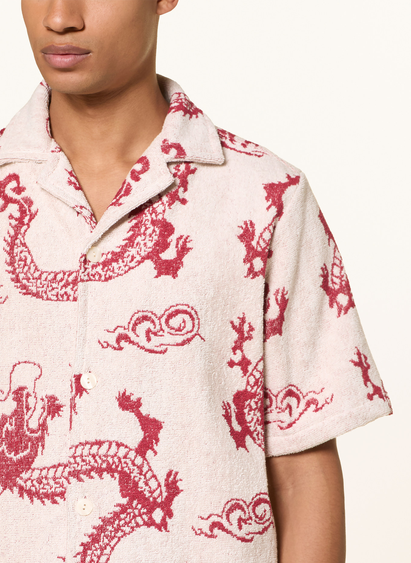 OAS Resorthemd NIMBUS CUBA Comfort Fit aus Frottee: BEIGE / ROT