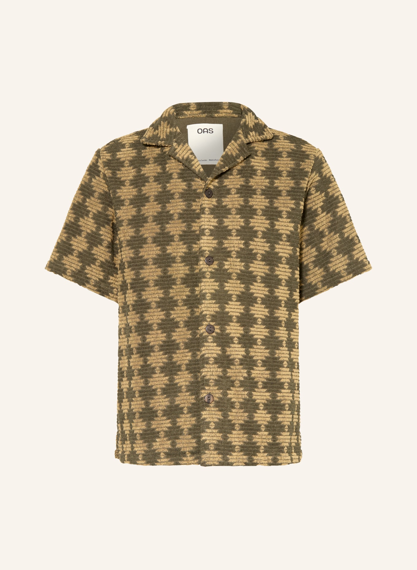 OAS Chemise de villégiature FORTI CUBA Comfort Fit en tissu éponge: KAKI / BEIGE