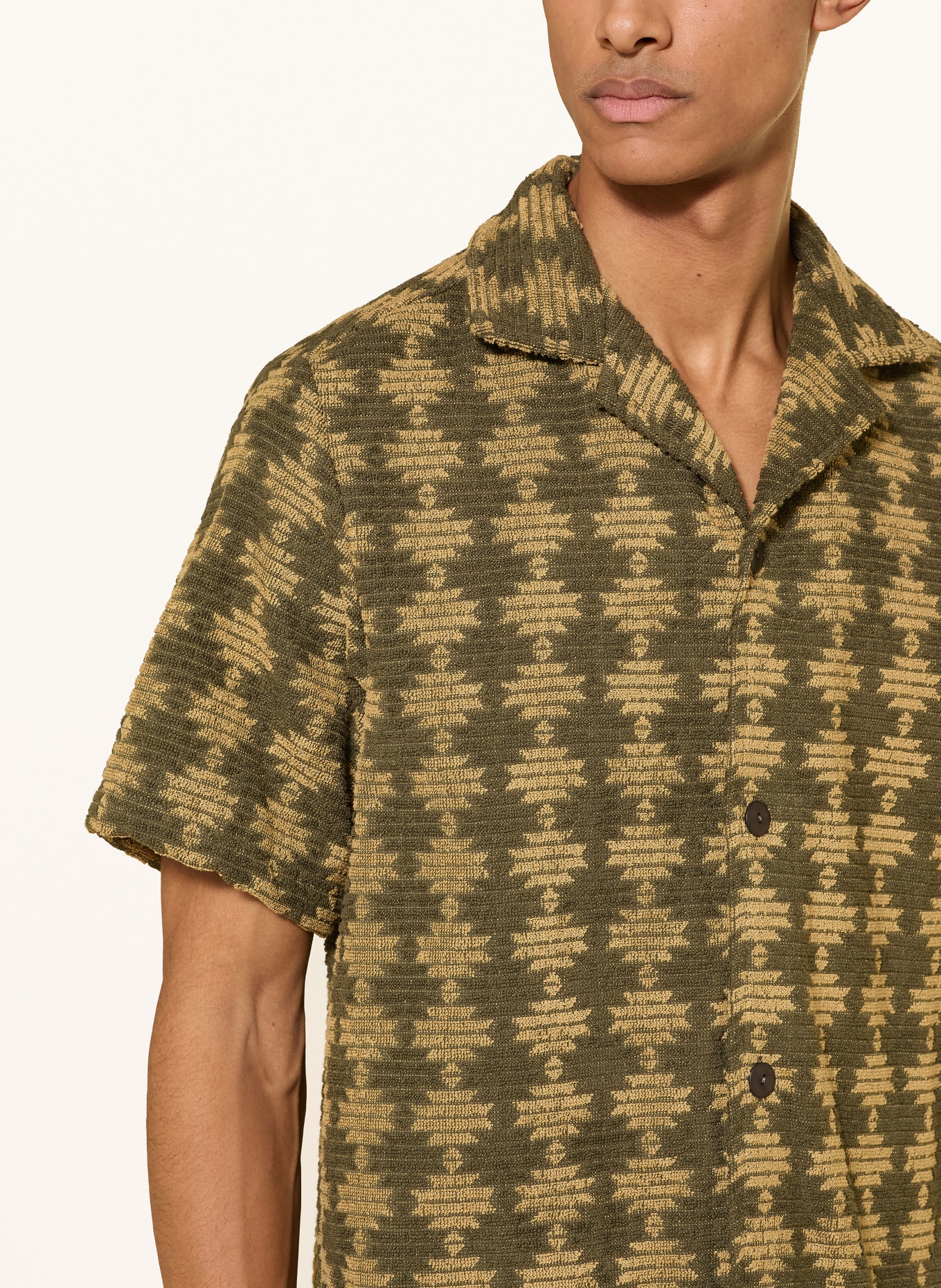 OAS Chemise de villégiature FORTI CUBA Comfort Fit en tissu éponge: KAKI / BEIGE