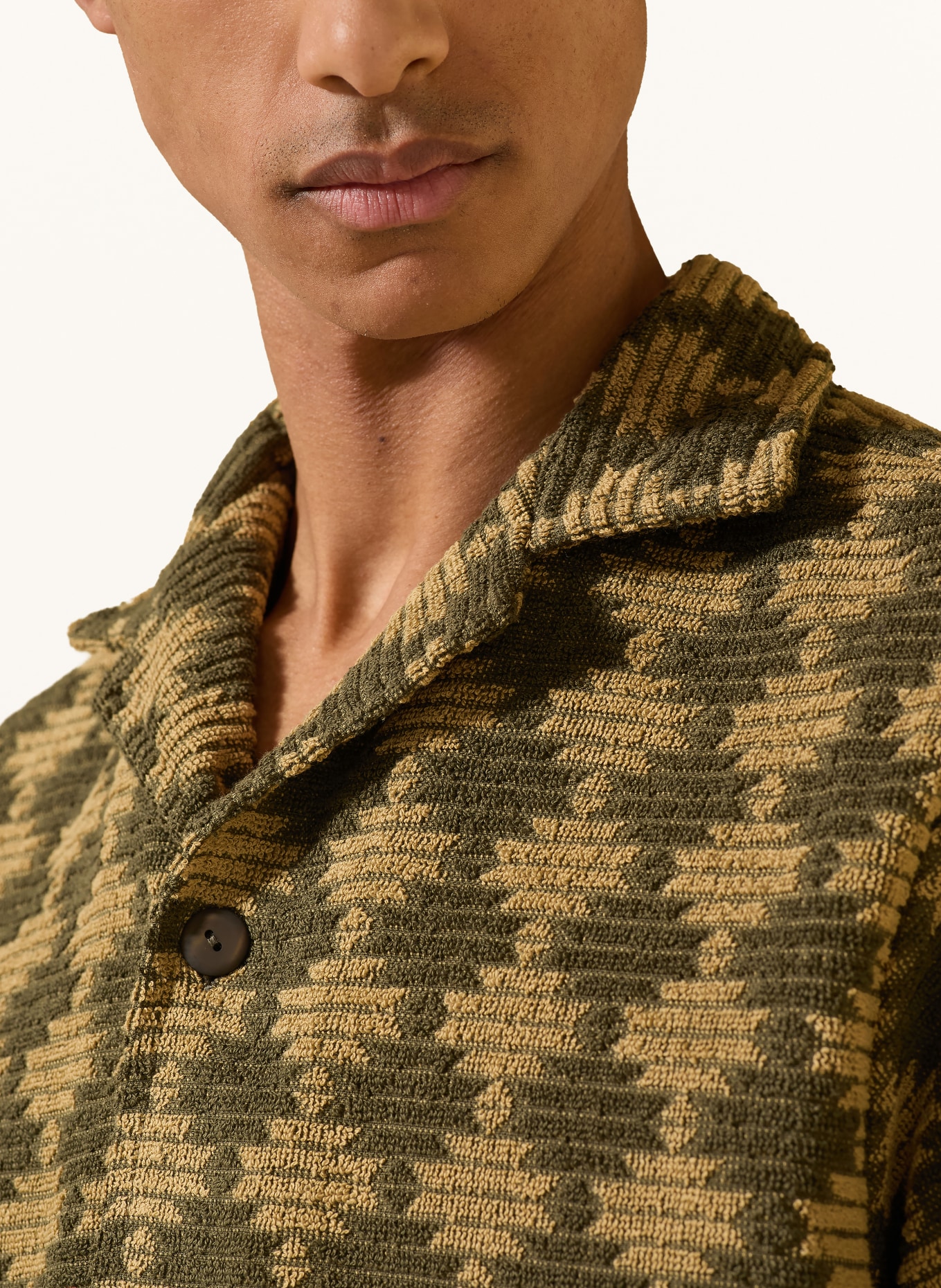 OAS Chemise de villégiature FORTI CUBA Comfort Fit en tissu éponge: KAKI / BEIGE