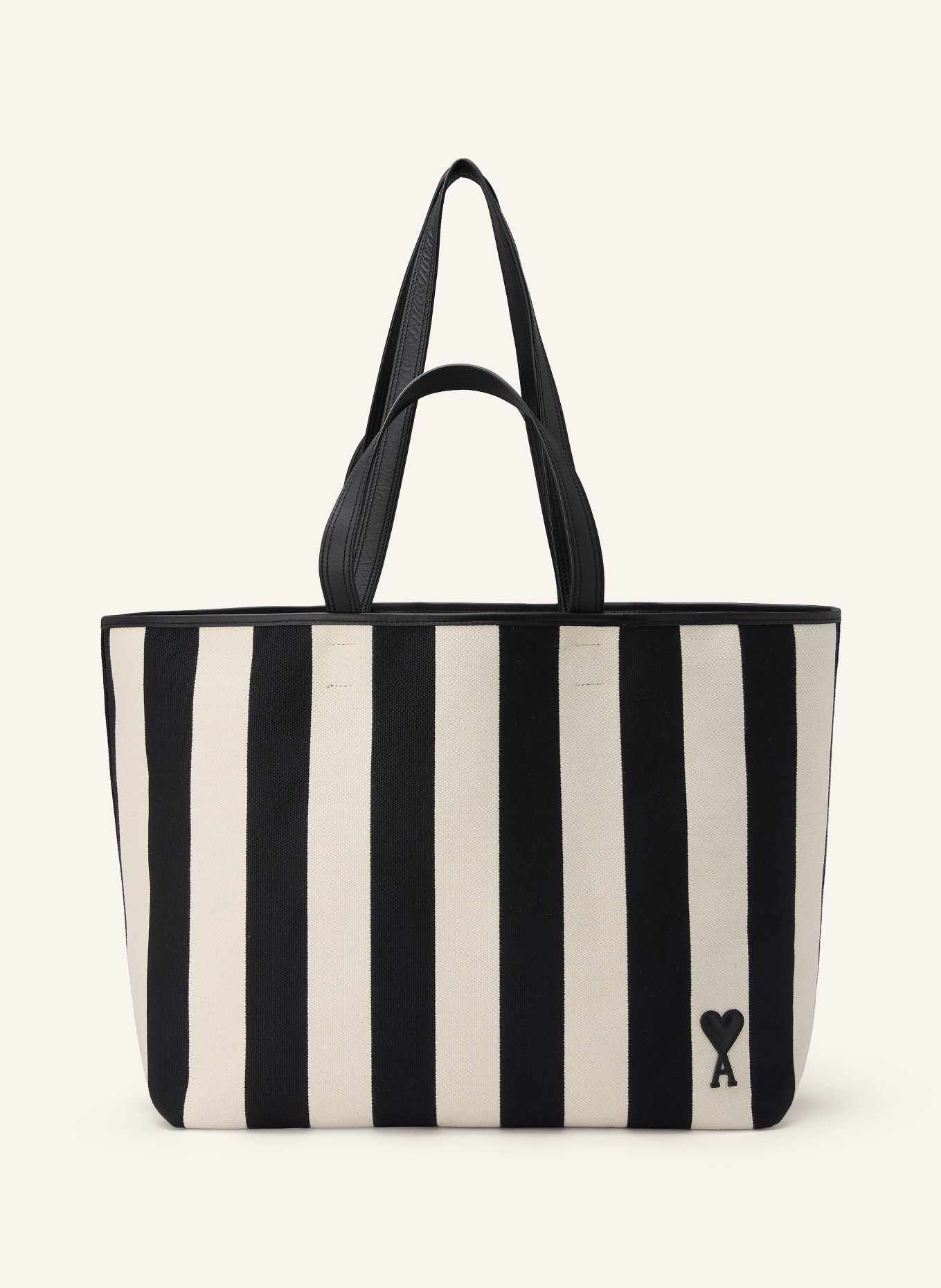 AMI PARIS AMI DE COEUR Tote Bag: BLACK / WHITE