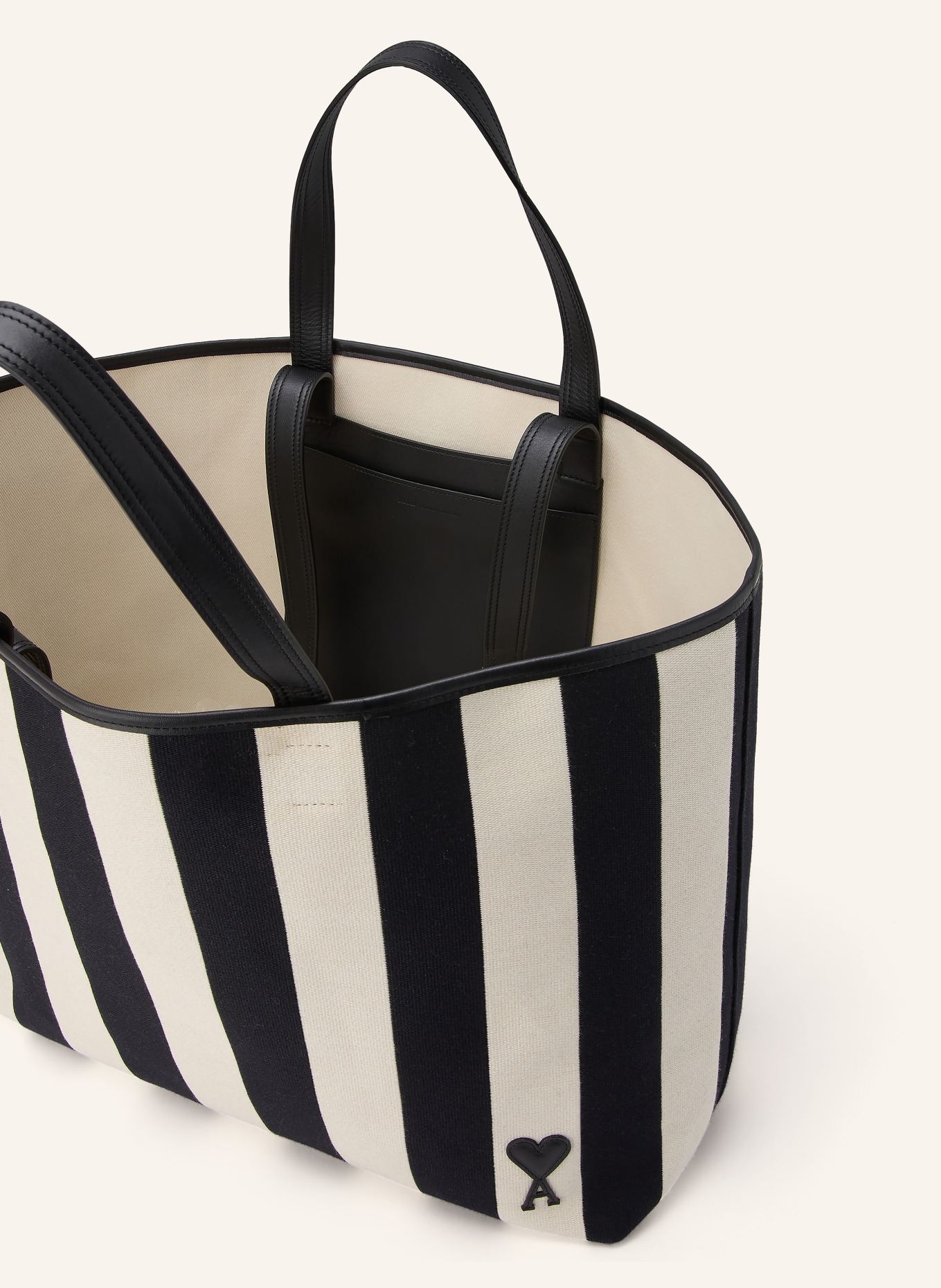 AMI PARIS AMI DE COEUR Tote Bag: BLACK / WHITE