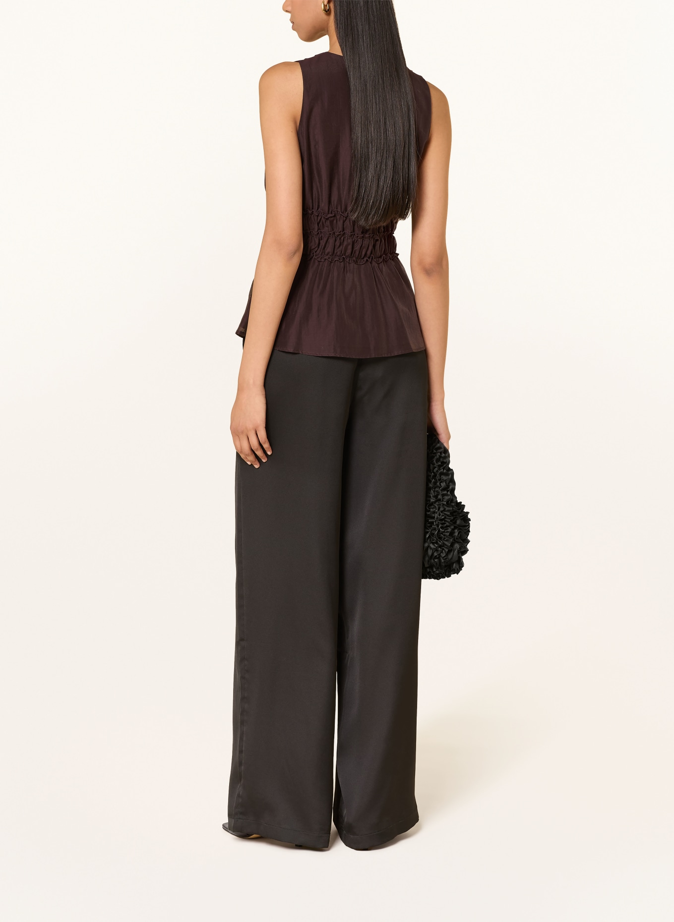 LIU JO Ruffled blouse: DARK BROWN