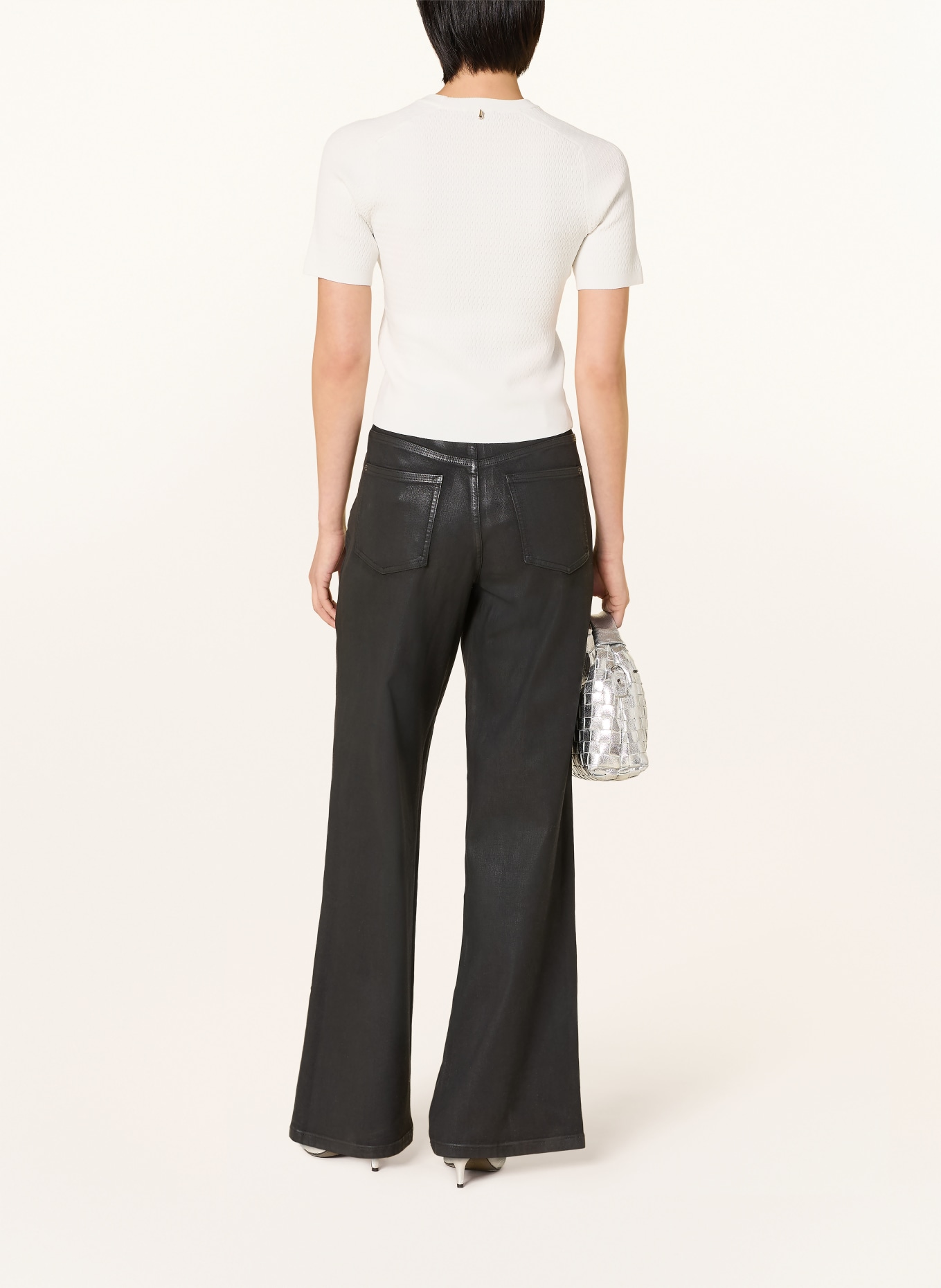 LIU JO Strickshirt mit Schmucksteinen: WEISS