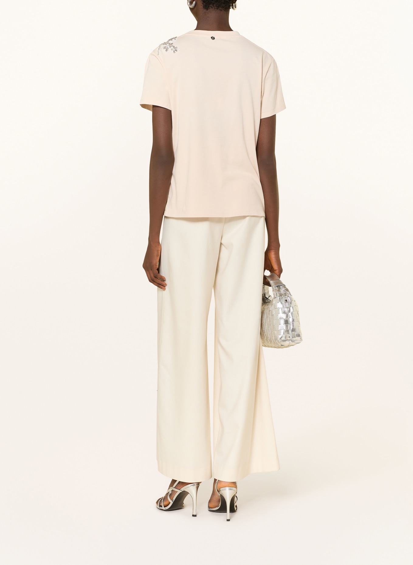 LIU JO T-Shirt mit Schmucksteinen: HELLBRAUN / SILBER