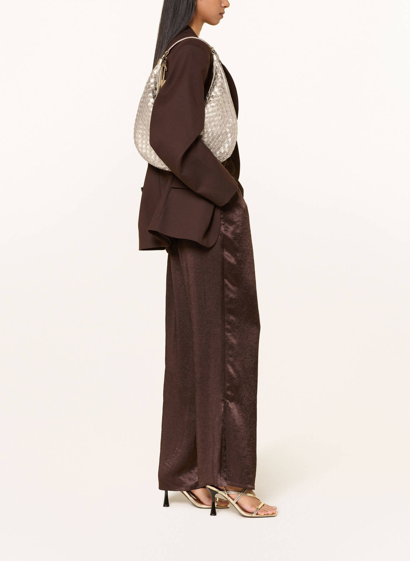 LIU JO Marlene-broek van satijn: MARRON FONCÉ