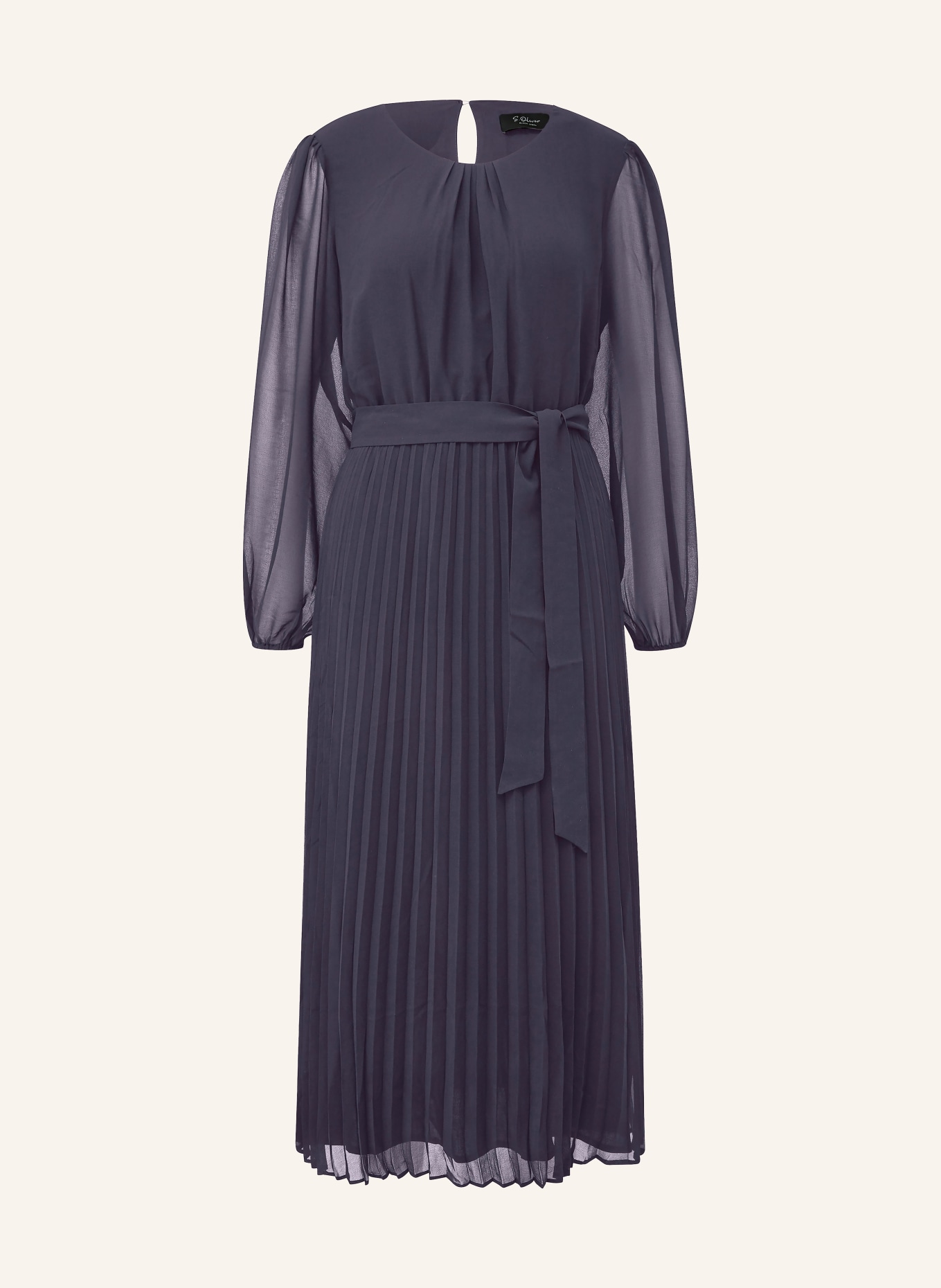 s.Oliver BLACK LABEL Kleid mit Plissees: DUNKELBLAU