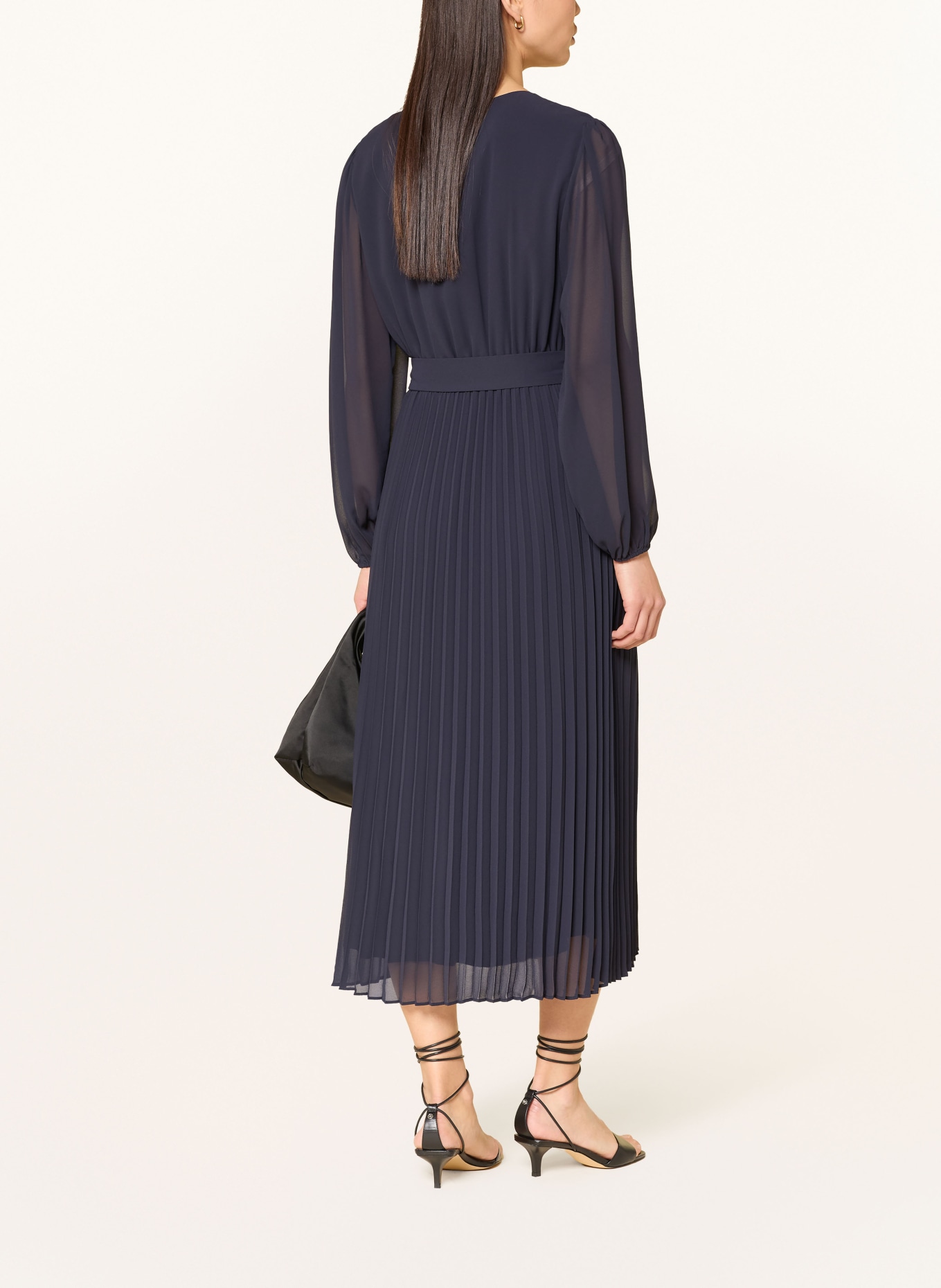 s.Oliver BLACK LABEL Kleid mit Plissees: DUNKELBLAU