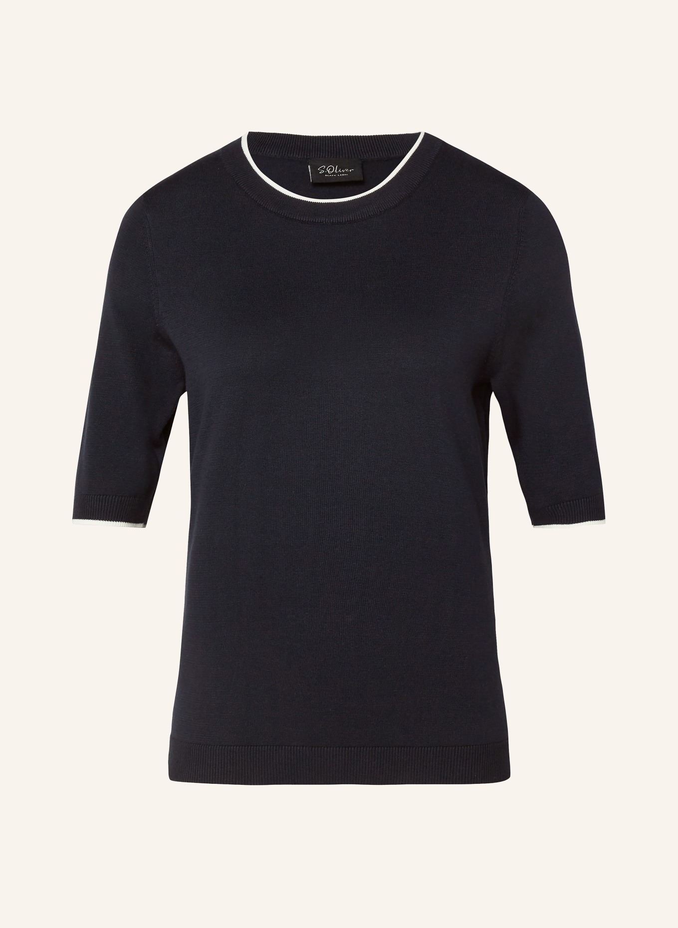 s.Oliver BLACK LABEL pull en maille: BLEU FONCÉ / BLANC