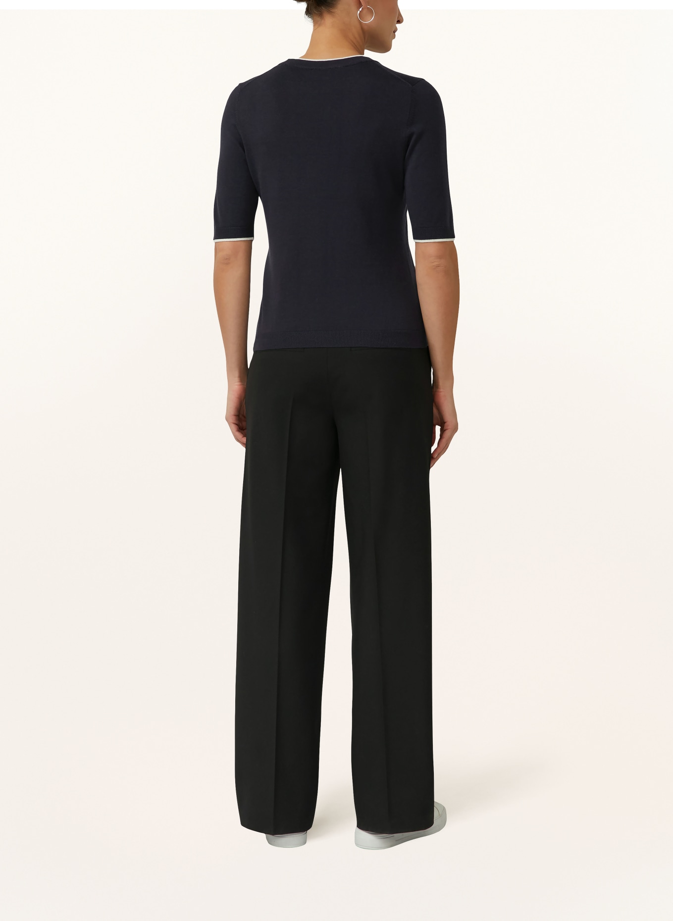 s.Oliver BLACK LABEL pull en maille: BLEU FONCÉ / BLANC