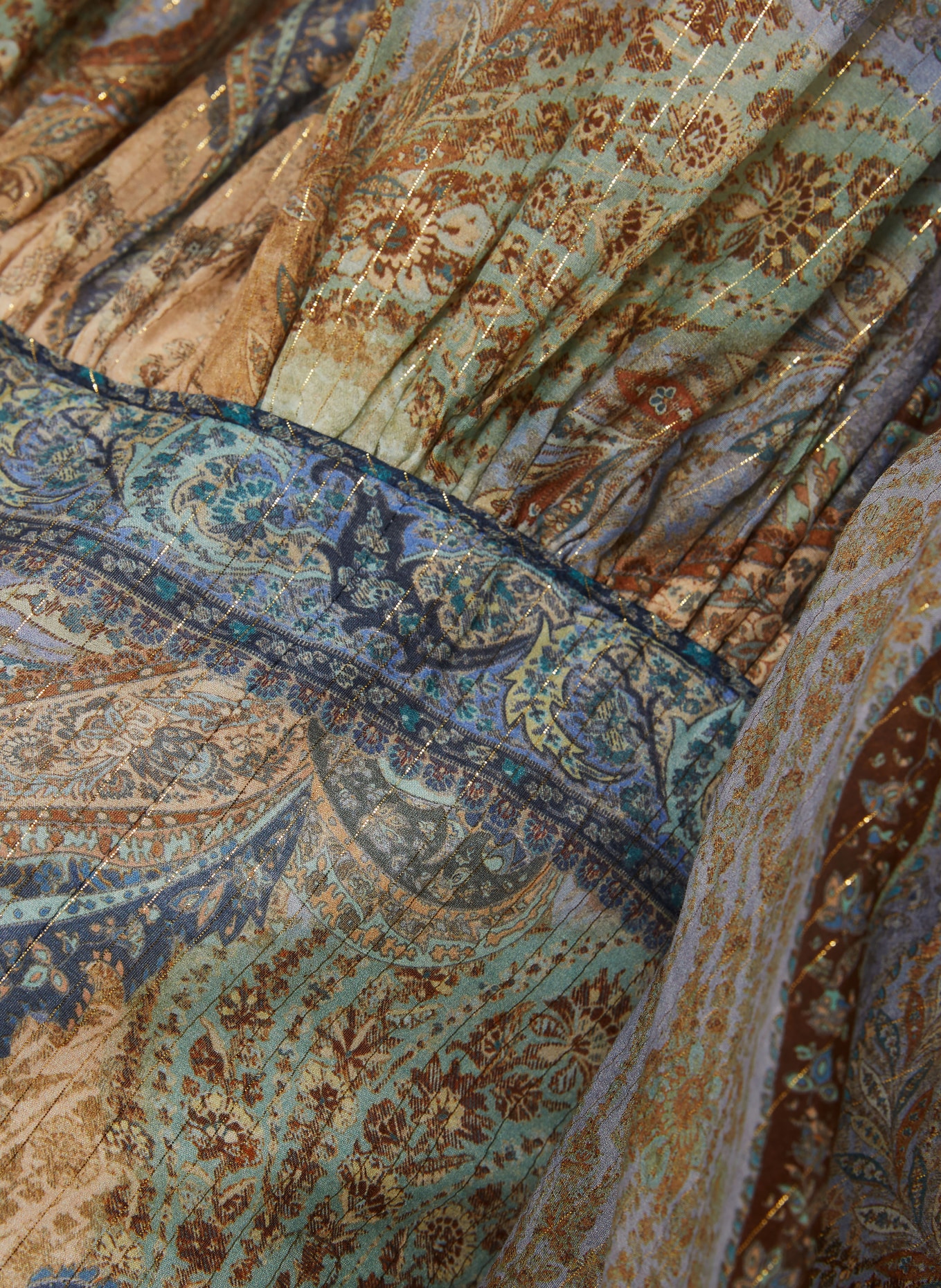 ZIMMERMANN Kleid WANDERLUST mit Glitzergarn: BLAUGRAU / BRAUN / MINT