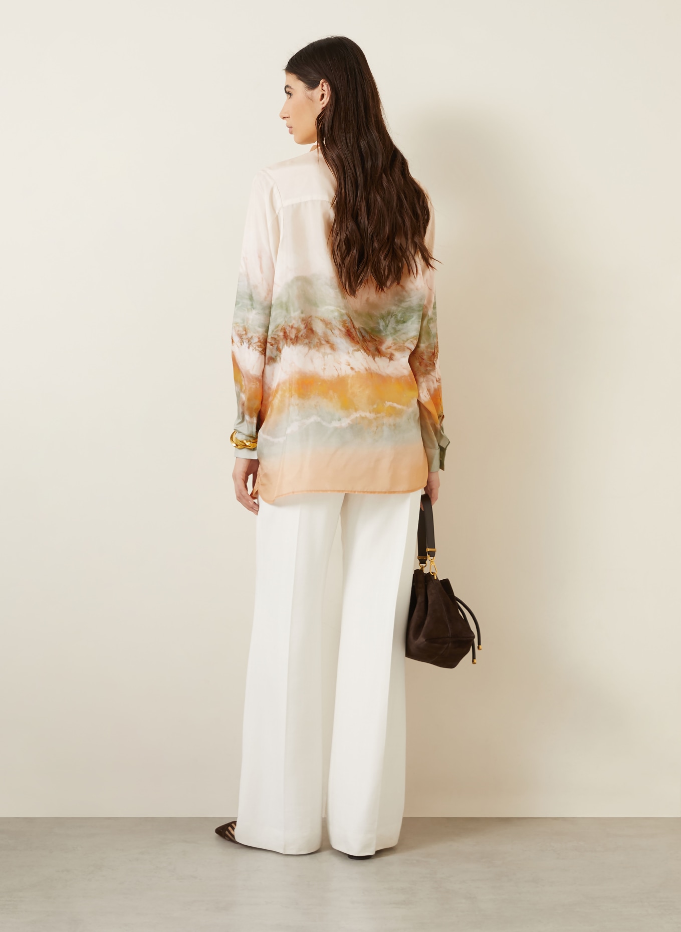 ZIMMERMANN Hemdbluse DAYLIGHT aus Seide: CREME / HELLORANGE / MINT