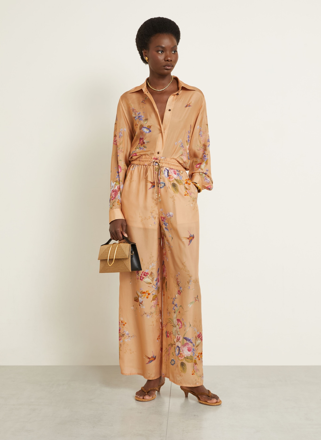 ZIMMERMANN Marlenehose PATIENCE aus Seide: COGNAC / ROSA / LILA