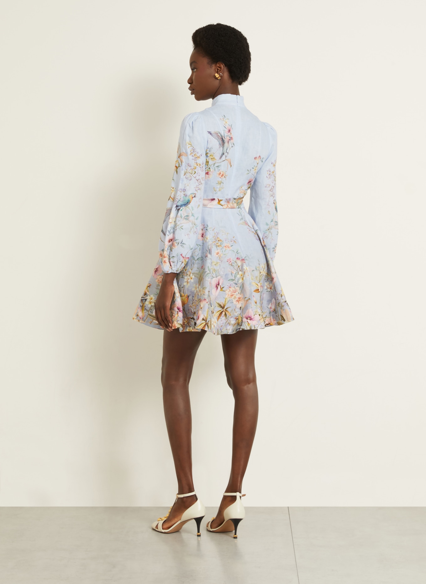 ZIMMERMANN Leinenkleid REBELLION: HELLBLAU / ROSA / GRÜN