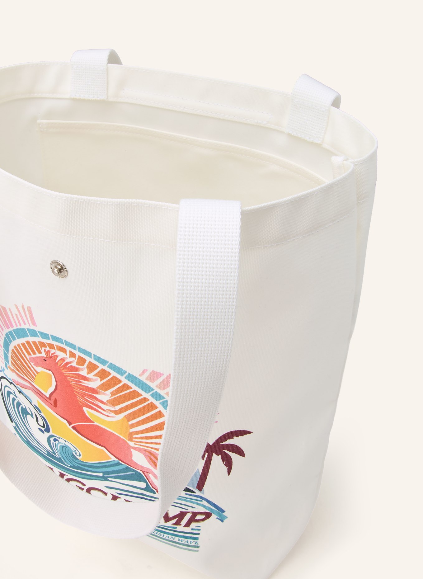 LONGCHAMP Shopper LE PLIAGE MEDIUM: WEISS / SILBER