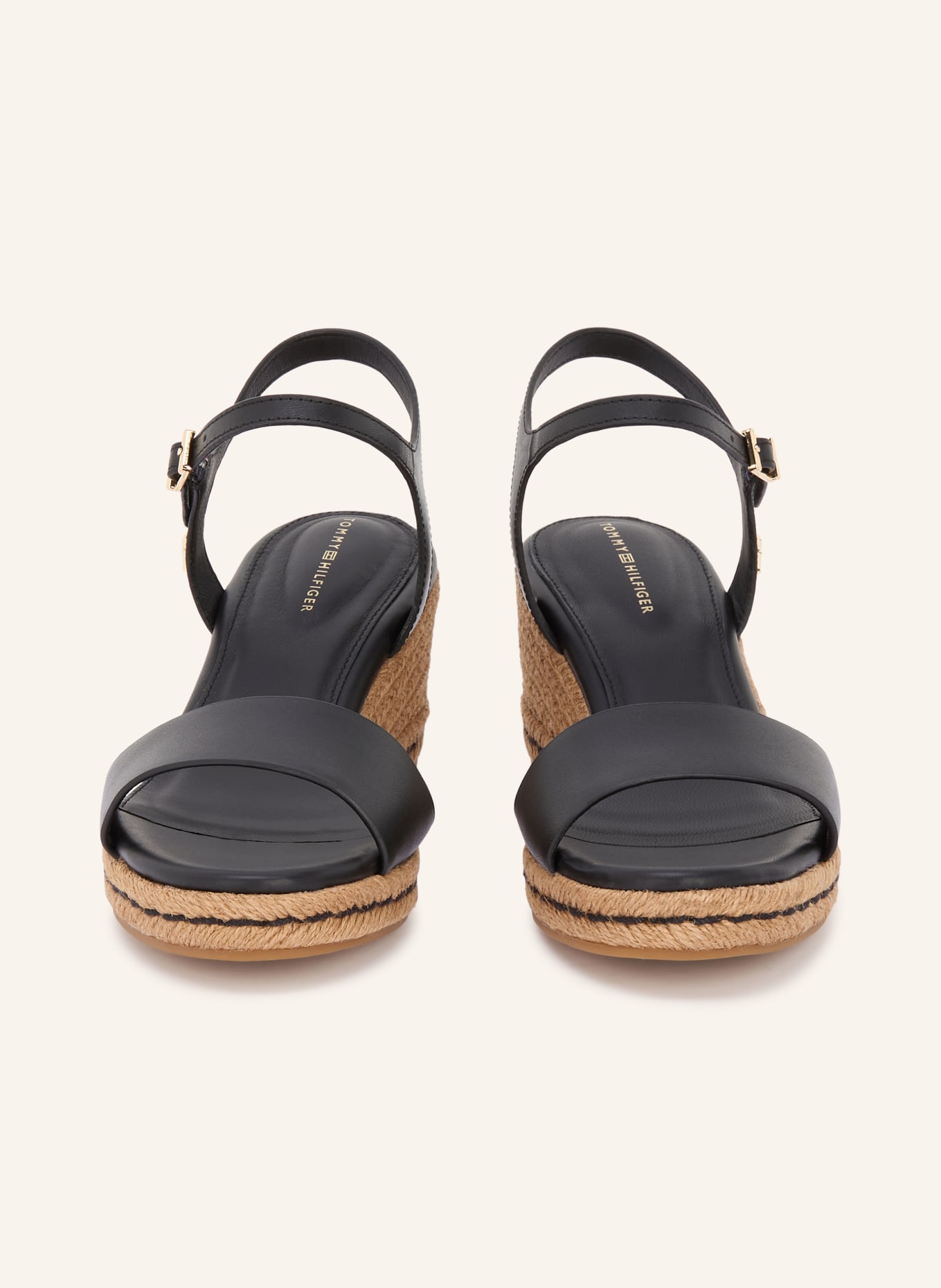 TOMMY HILFIGER Wedges: SCHWARZ / CAMEL